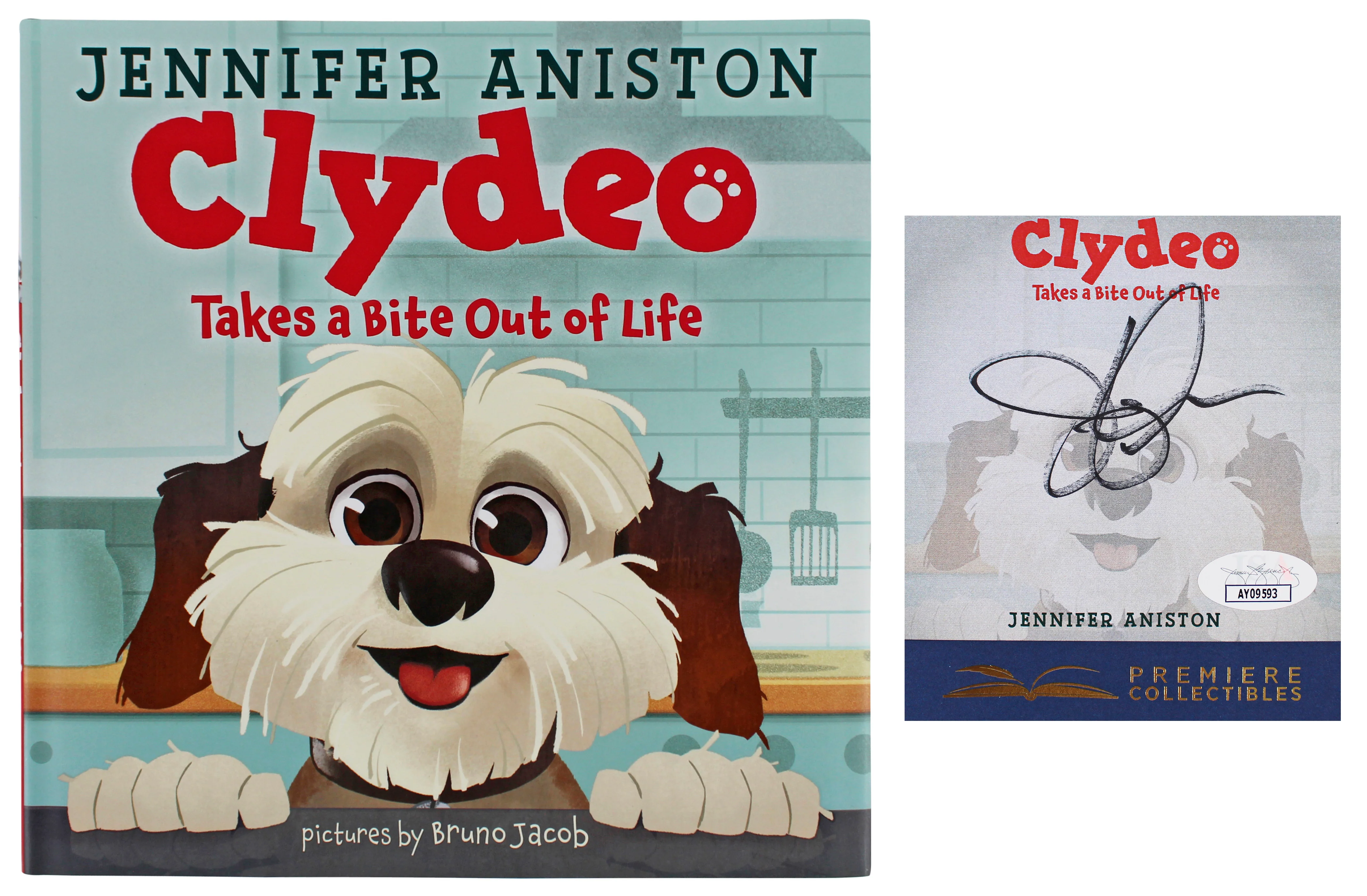 Jennifer Aniston Authentic Signed Clydeo Takes A Bite Out of Life Book JSA - Image 2