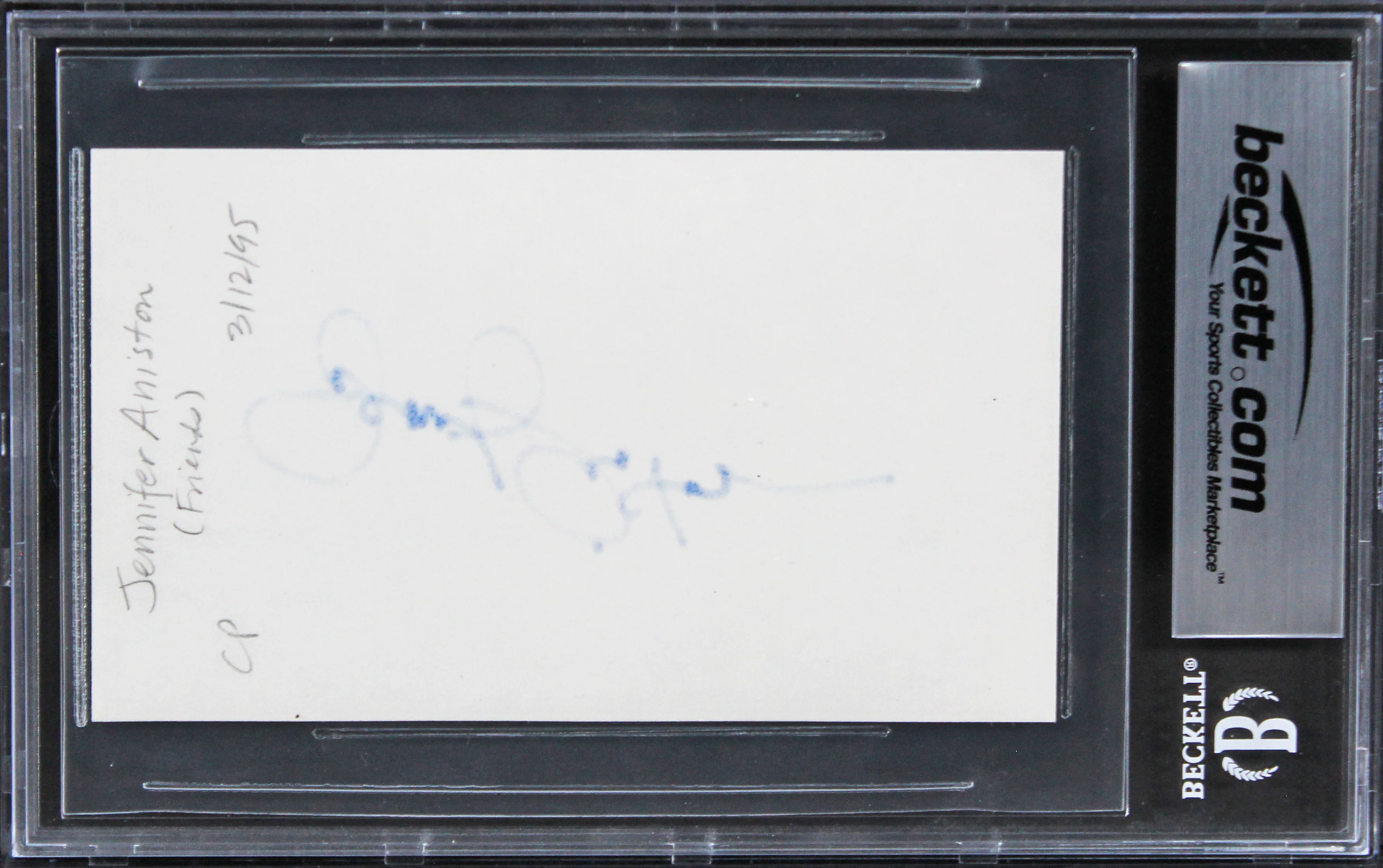 Jennifer Aniston Friends Signed 3x5 Index Card Auto Graded Gem 10! BAS Slabbed 1 - Image 3