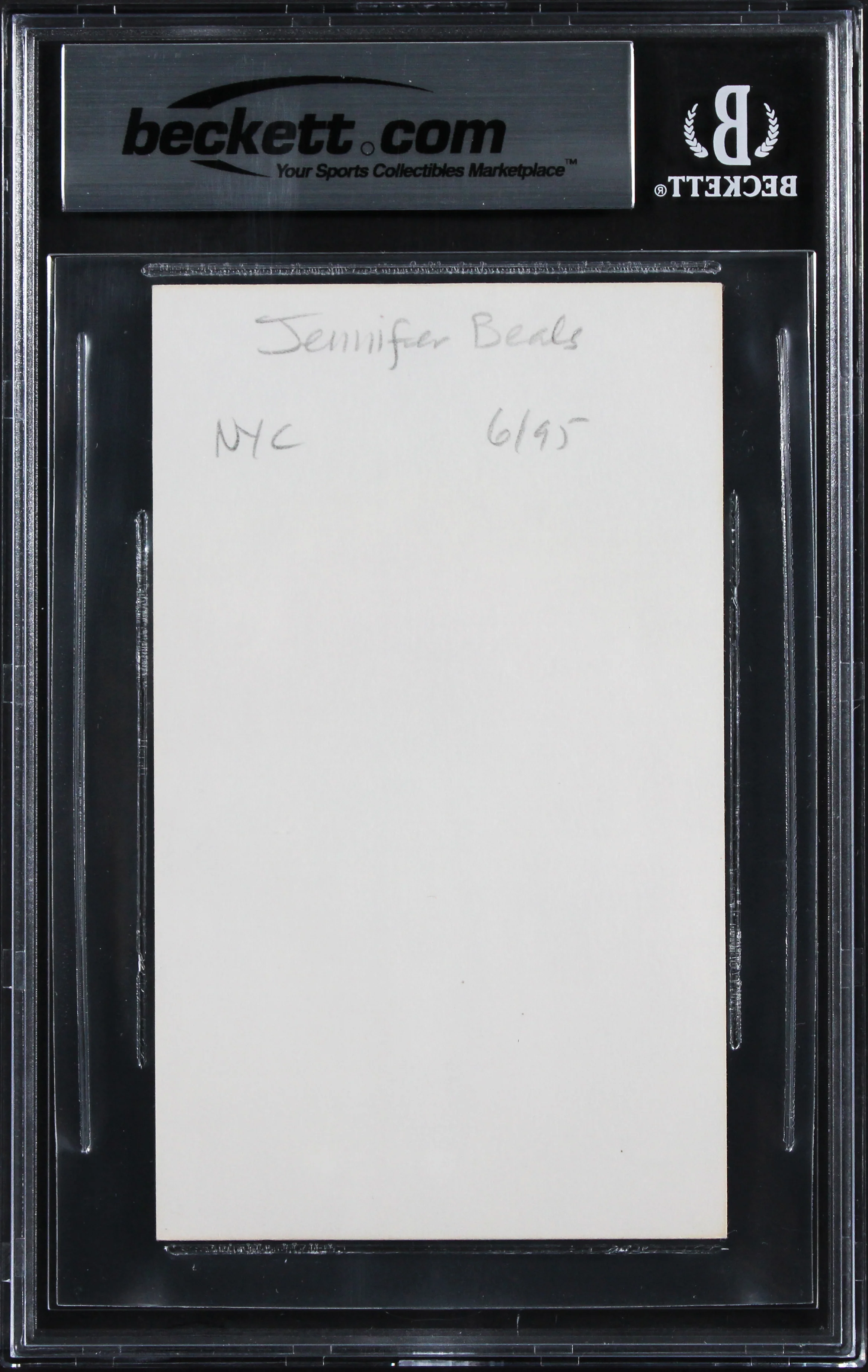 Jennifer Beals Flashdance Authentic Signed 3x5 Index Card Auto 10! BAS Slabbed - Image 3