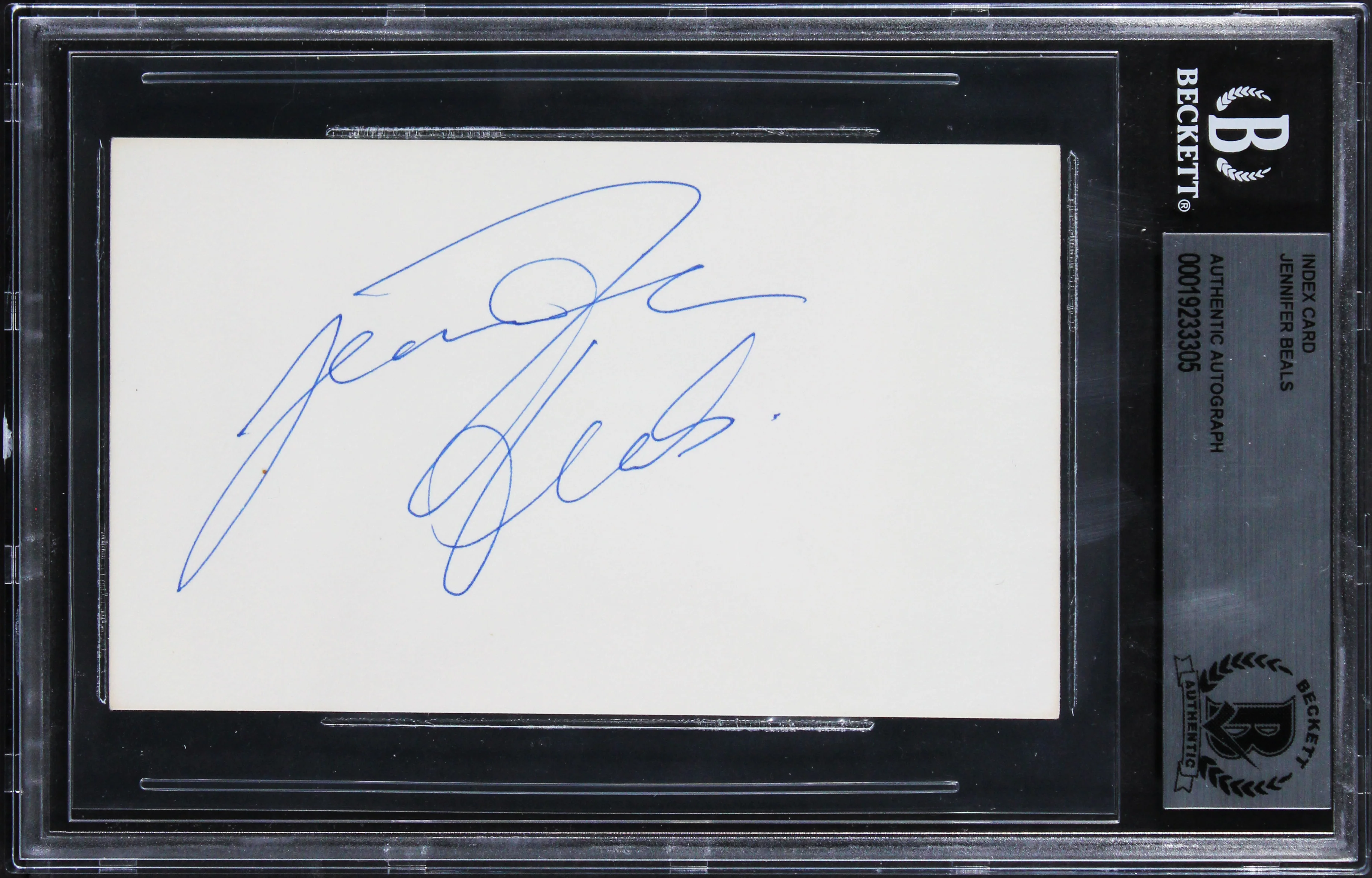 Jennifer Beals Flashdance Authentic Signed 3x5 Index Card BAS Slabbed 3