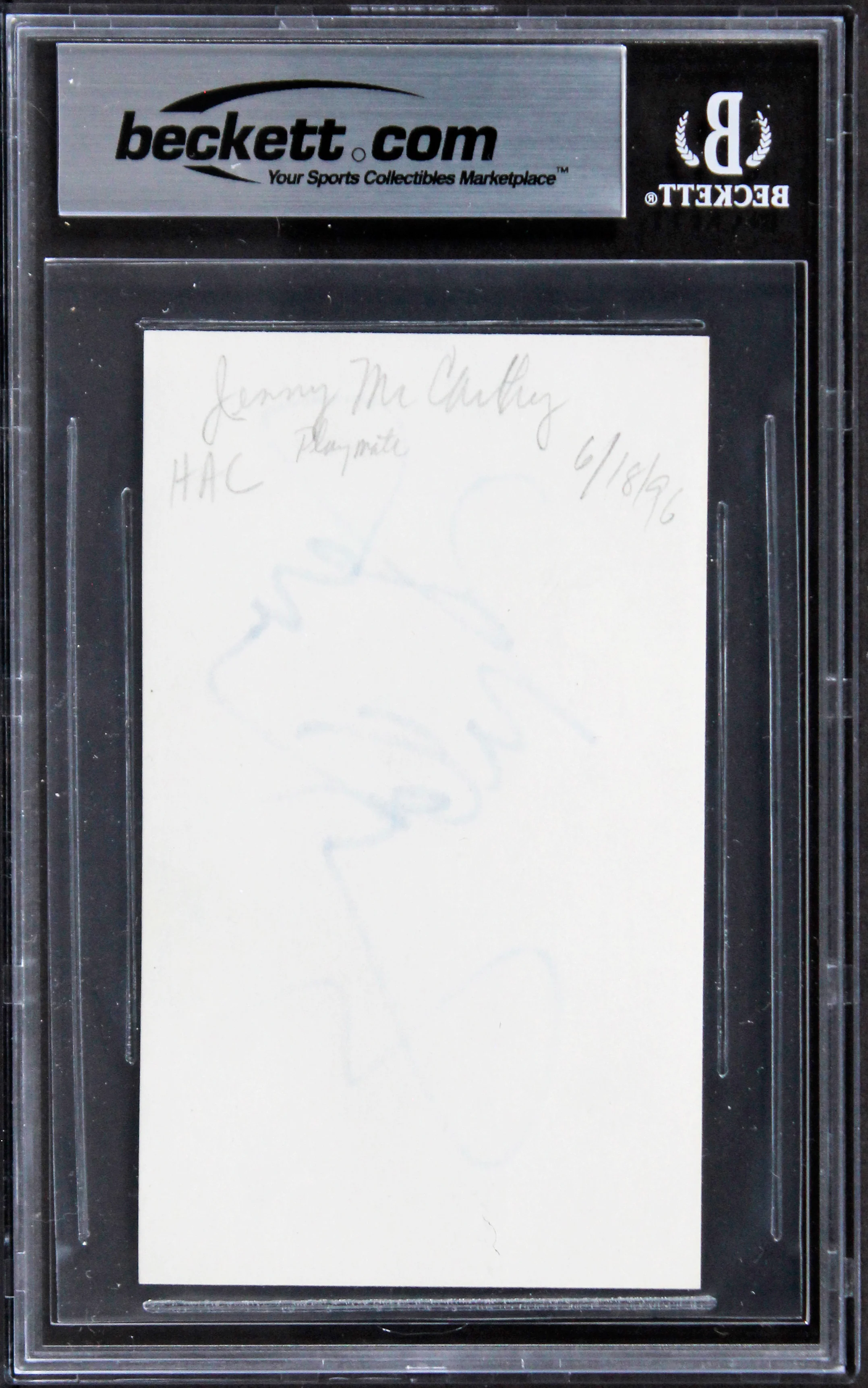 Jenny McCarthy Dirty Love Authentic Signed 3x5 Index Card BAS Slabbed - Image 3