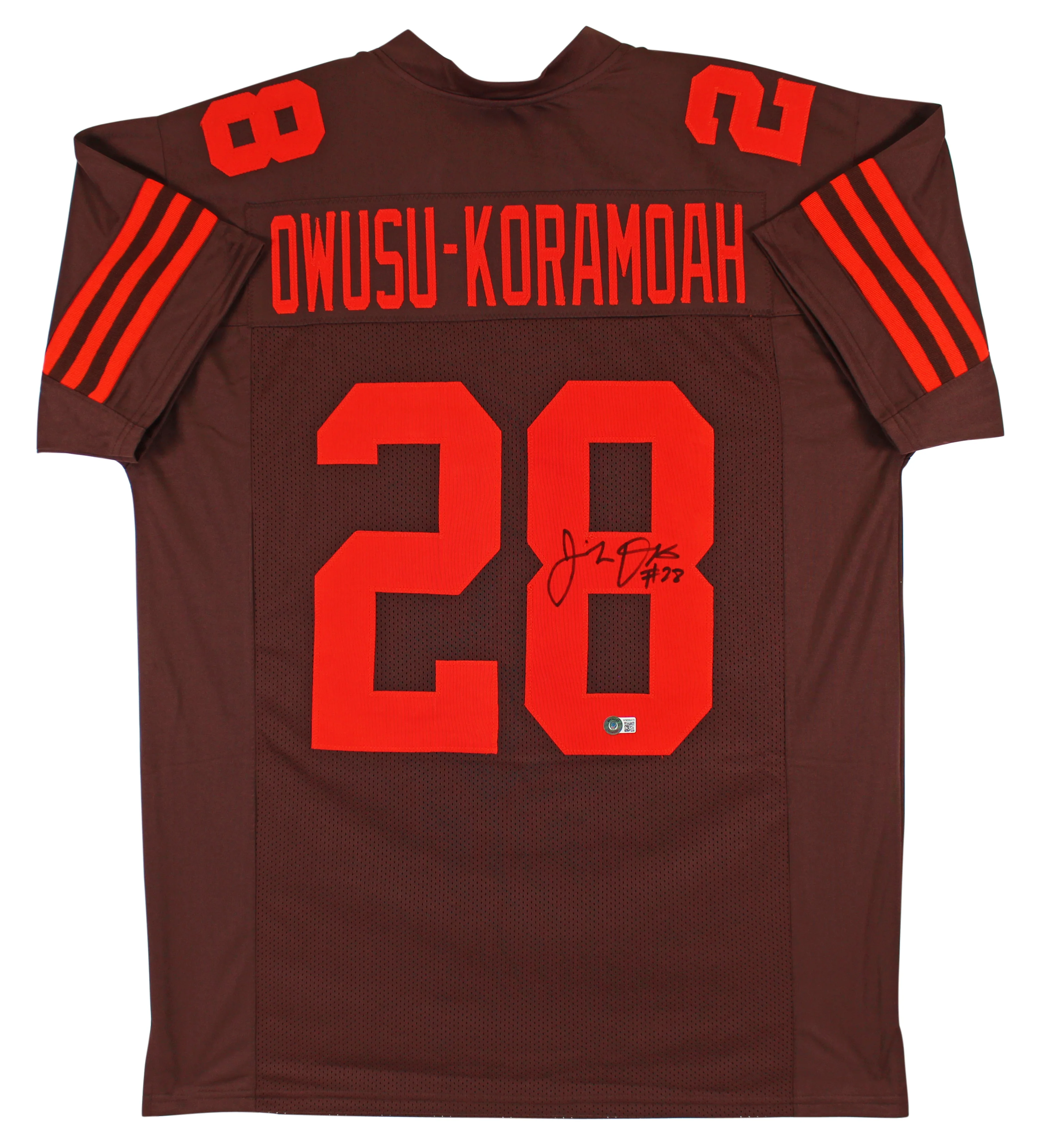 Jeremiah Owusu-Koramoah Authentic Signed Brown Pro Style Jersey BAS Witnessed - Image 2