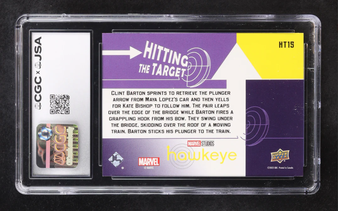 Jeremy Renner Signed Hawkeye 2023 Upper Deck Cover Me Hitting The Target #HT15 CGC 8.5 - Image 2