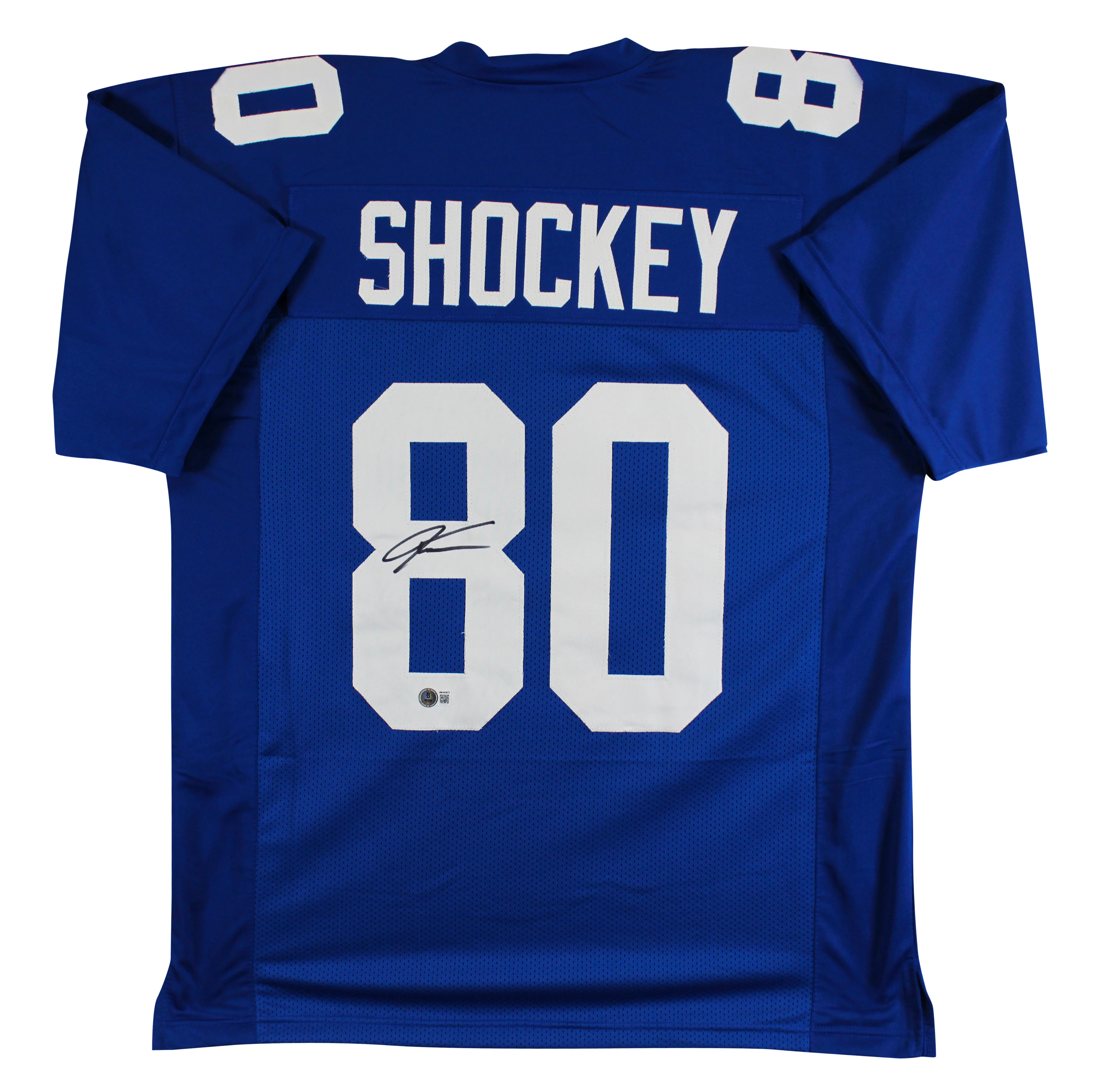 Jeremy Shockey Authentic Signed Blue Pro Style Jersey Autographed BAS Witness 2 - Image 2
