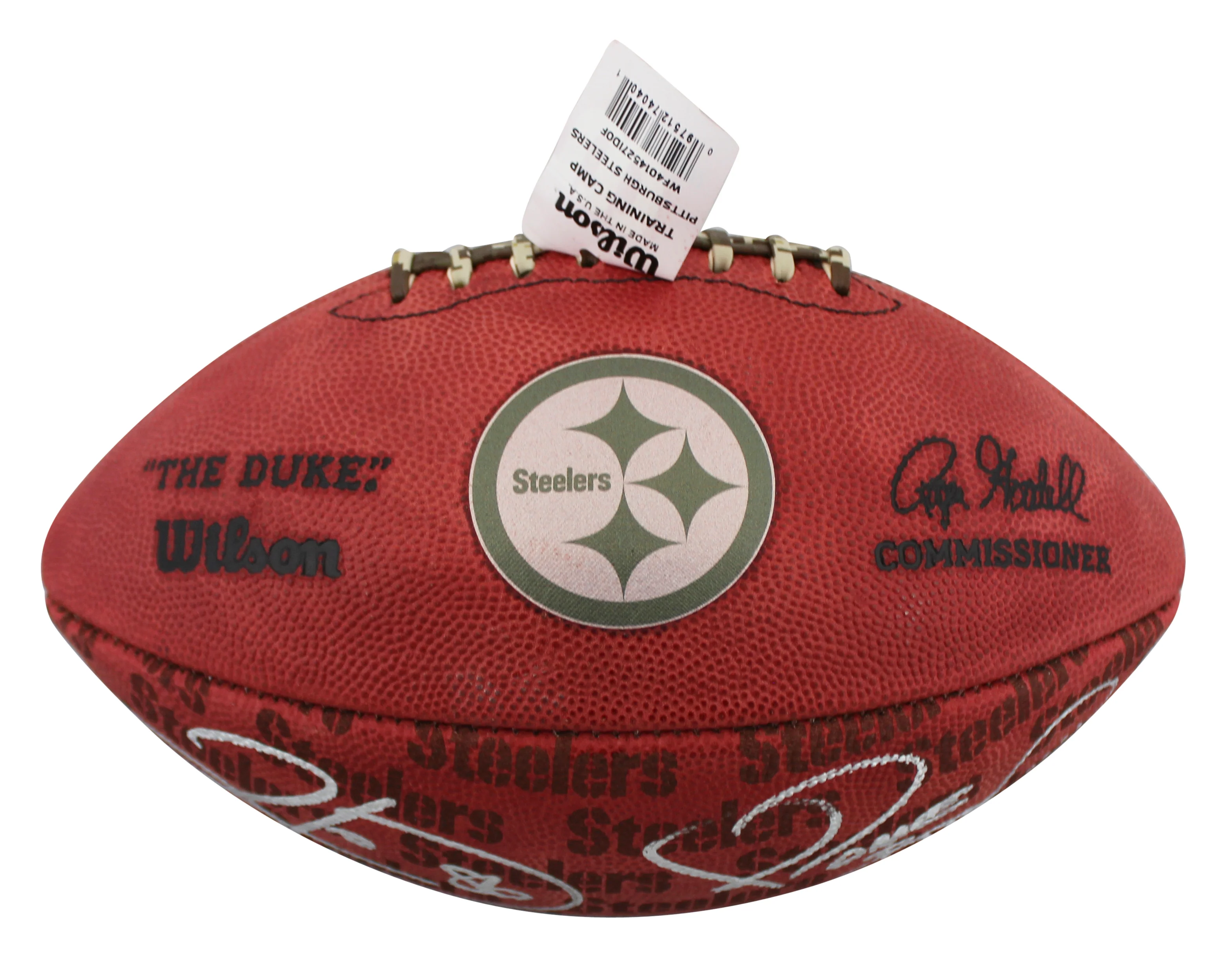 Jerome Bettis & Hines Ward Signed "Duke" Team Showcase Football W/ Case BAS Wit - Image 5