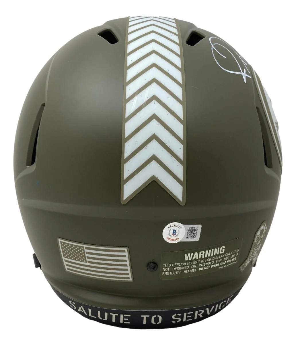 Jerome Bettis Signed Steelers FS Salute To Service Speed Replica Helmet BAS - Image 2