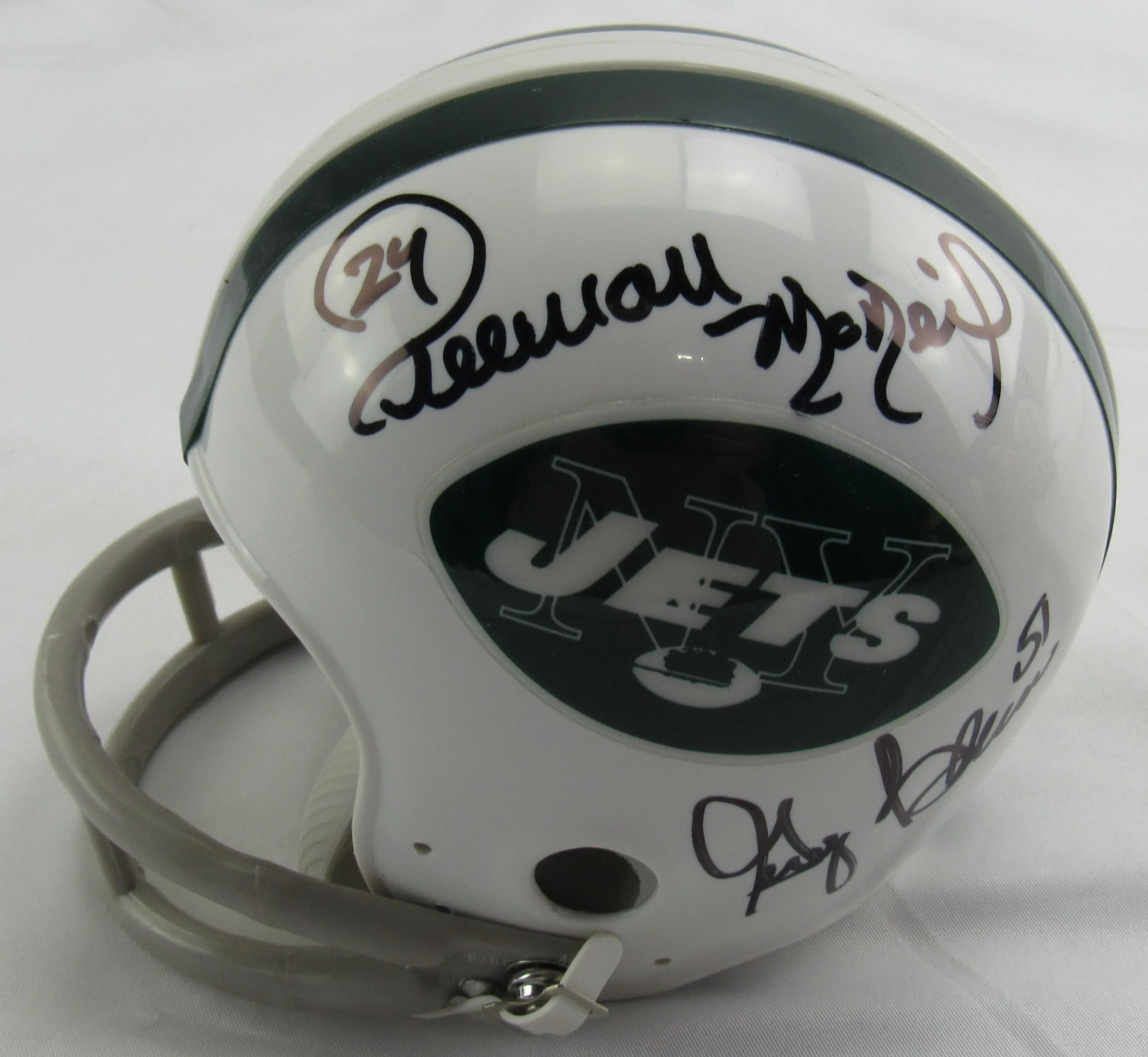 Wesley Walker Freeman McNeil Multi Signed Auto Jets Mini Helmet JSA CM07471 - Image 2