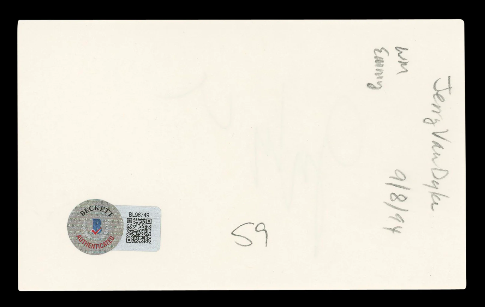 Jerry Van Dyke Coach Authentic Signed 3x5 Index Card Autographed BAS #BL96749 - Image 3