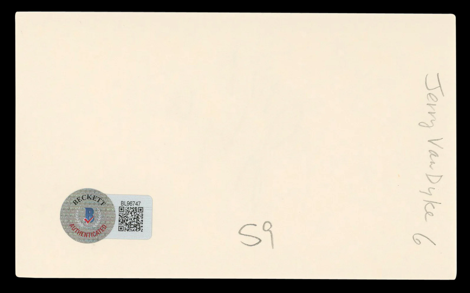 Jerry Van Dyke Coach "Hi" Authentic Signed 3x5 Index Card BAS #BL96747 - Image 3