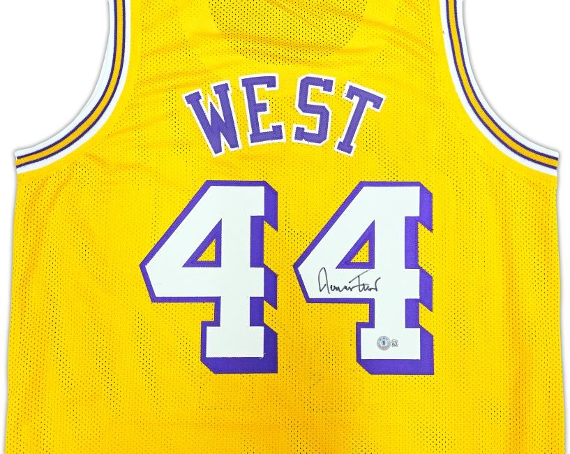 Jerry West Los Angeles Signed Yellow Basketball Jersey BAS - Image 2