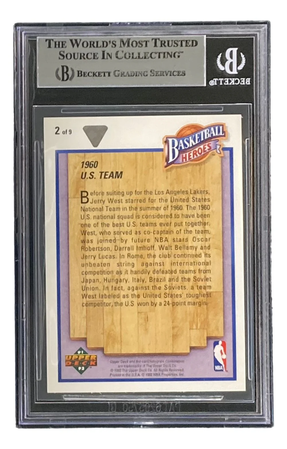 Jerry West Signed 1991-92 UD Jerry West Heroes #2 Lakers Trading Card BAS - Image 2