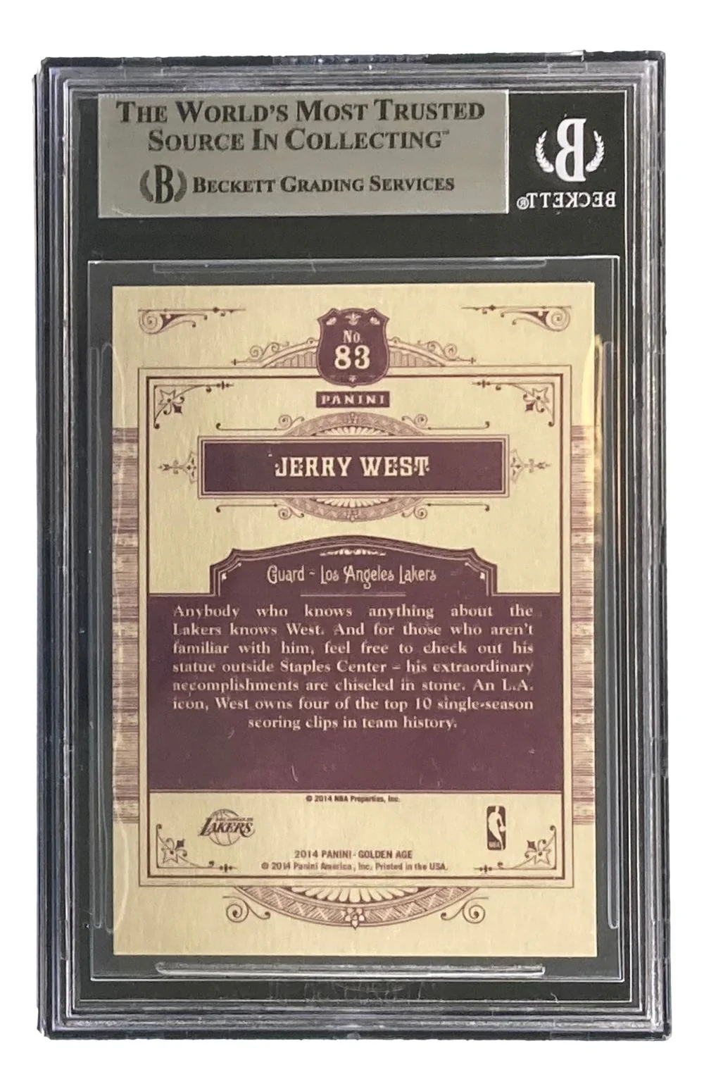 Jerry West Signed 2014 Panini Golden Age #83 Los Angeles Lakers Trading Card BAS - Image 2