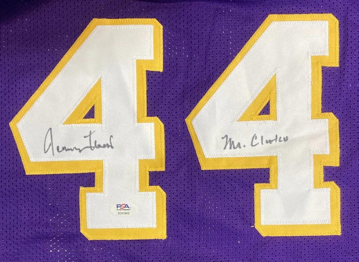 Jerry West Signed Purple Basketball Jersey Mr Clutch Inscribed PSA ITP - Image 3
