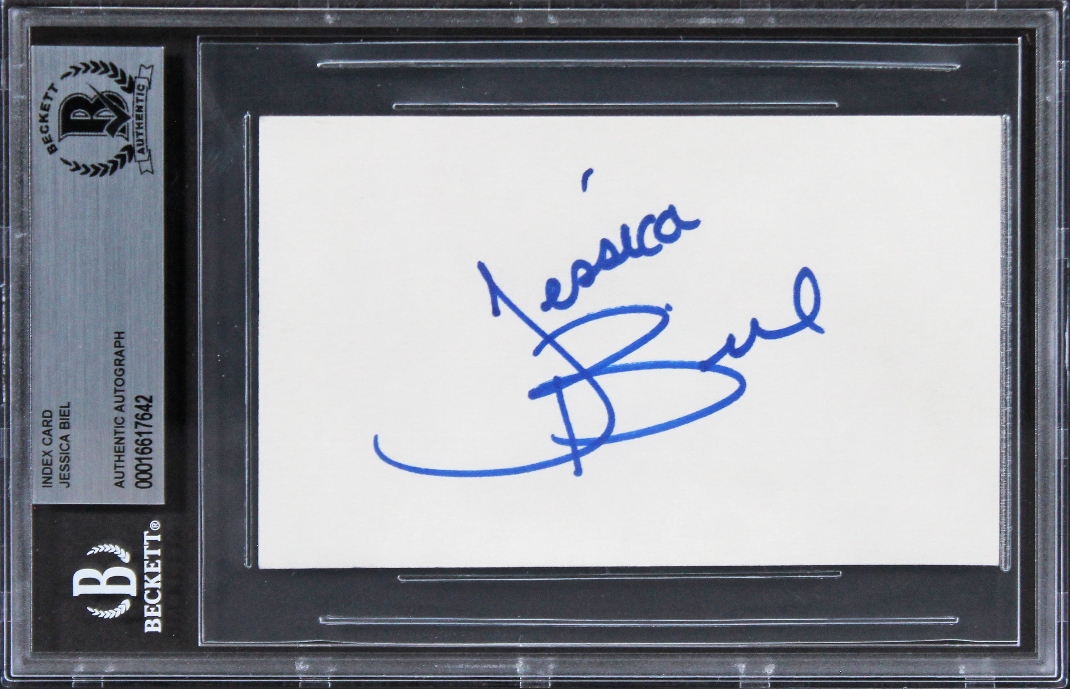 Jessica Biel 7th Heaven Authentic Signed 3x5 Index Card Autographed BAS Slabbed - Image 2