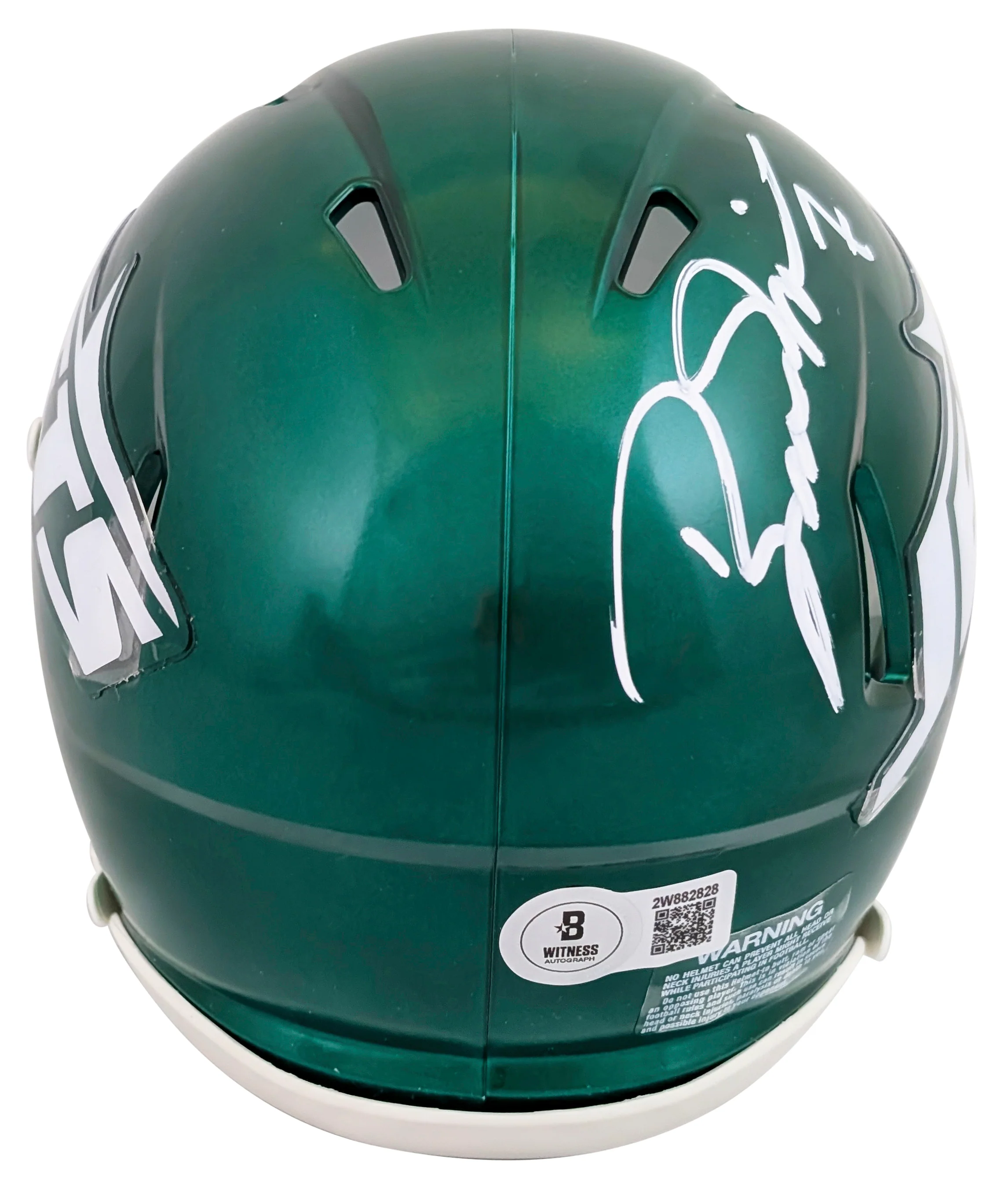 Jets Boomer Esiason Authentic Signed Speed Mini Helmet Autographed BAS Witnessed - Image 3