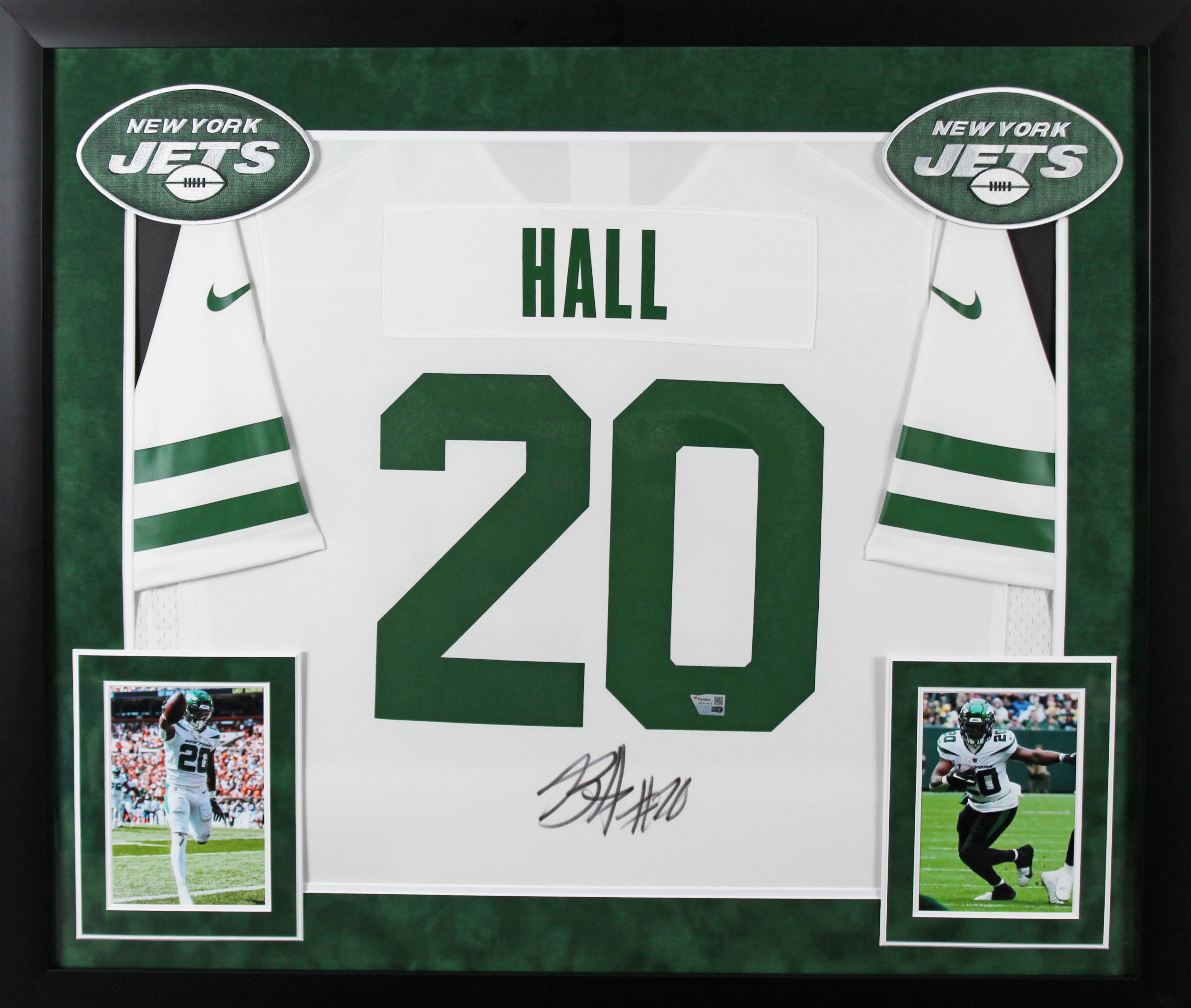 Jets Breece Hall Authentic Signed White Nike Game Framed Jersey Fanatics - Image 2