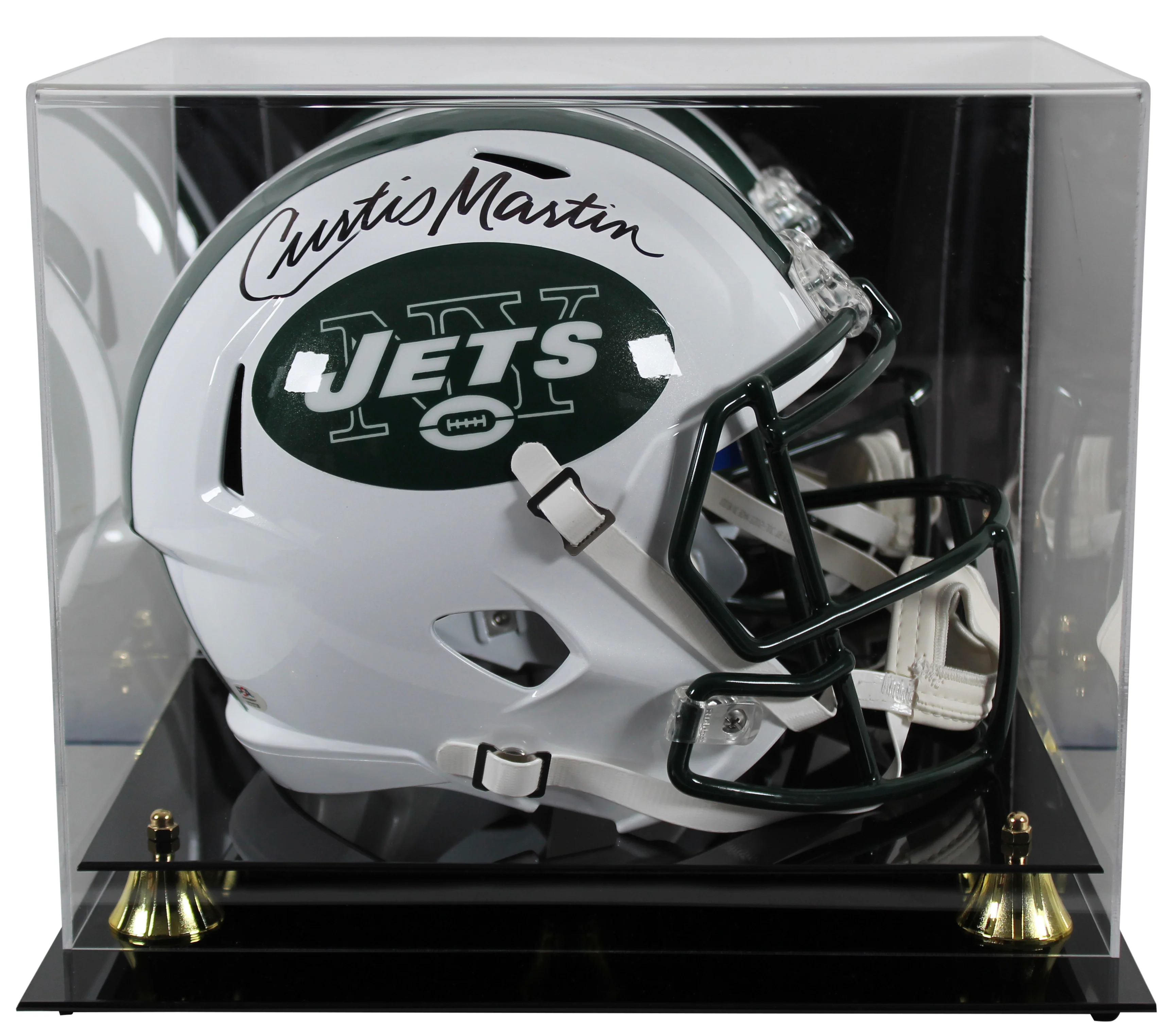 Jets Curtis Martin Signed 1998-18 TB Full Size Speed Rep Helmet w Case PSA Itp - Image 2