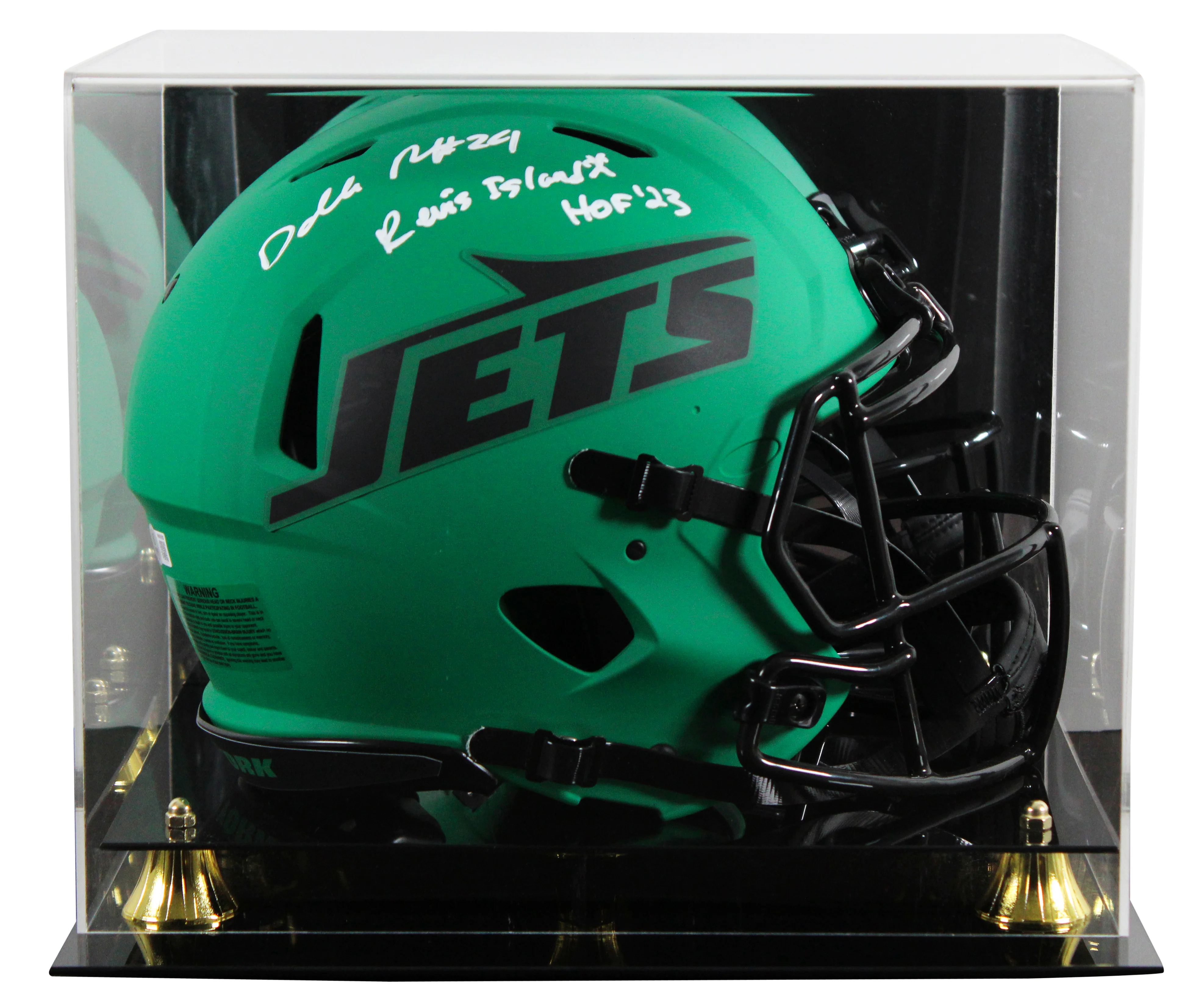 Jets Darelle Revis "2x Insc" Signed Rave F/S Speed Proline Helmet W/ Case BAS W - Image 2