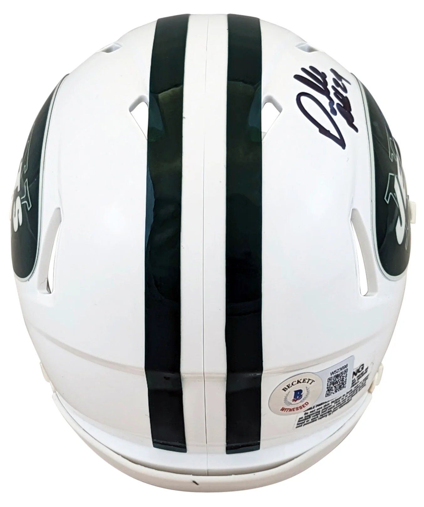 Jets Darrelle Revis Authentic Signed 98-18 TB Speed Mini Helmet BAS Witnessed - Image 3