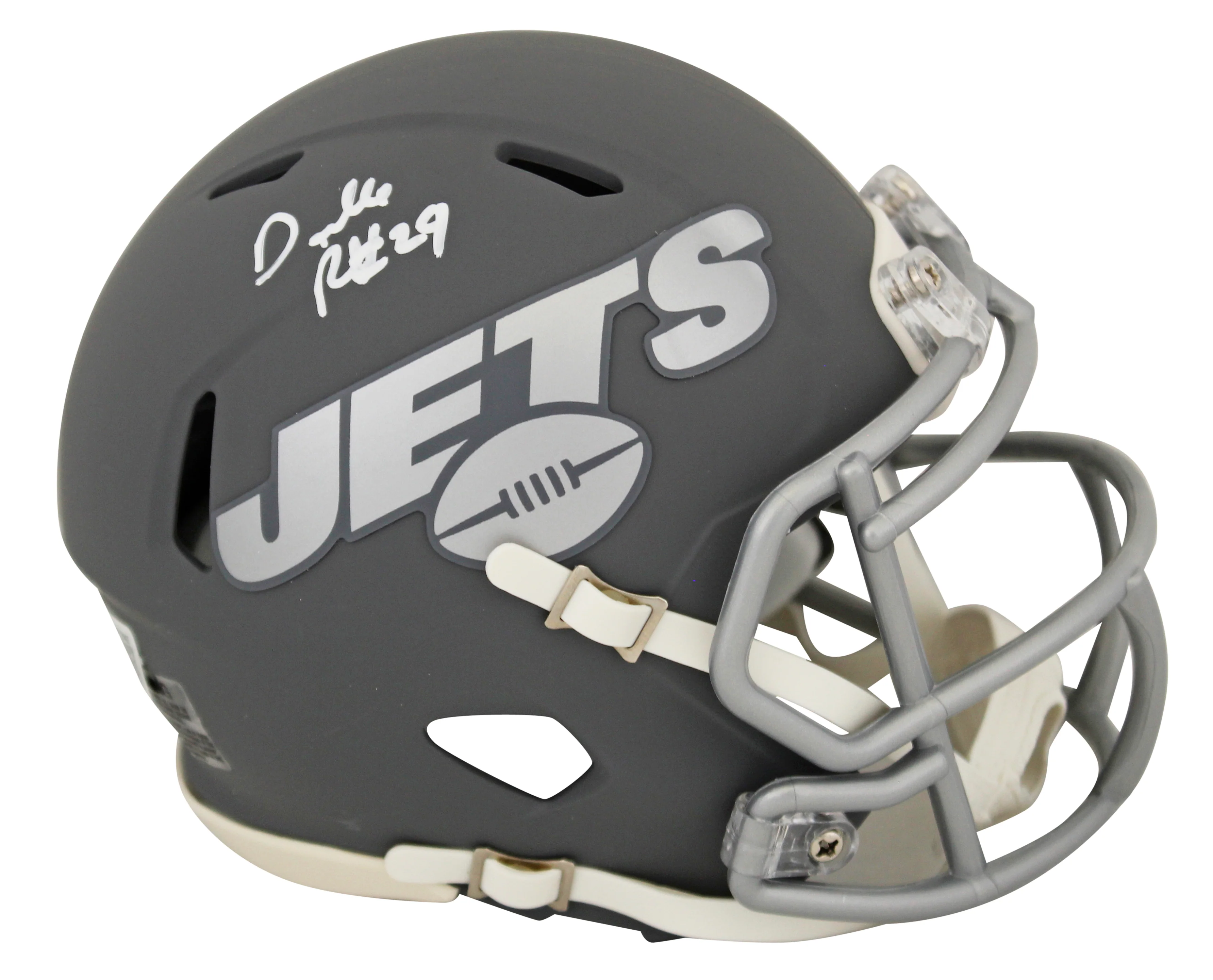 Jets Darrelle Revis Authentic Signed Slate Speed Mini Helmet BAS Witnessed - Image 2