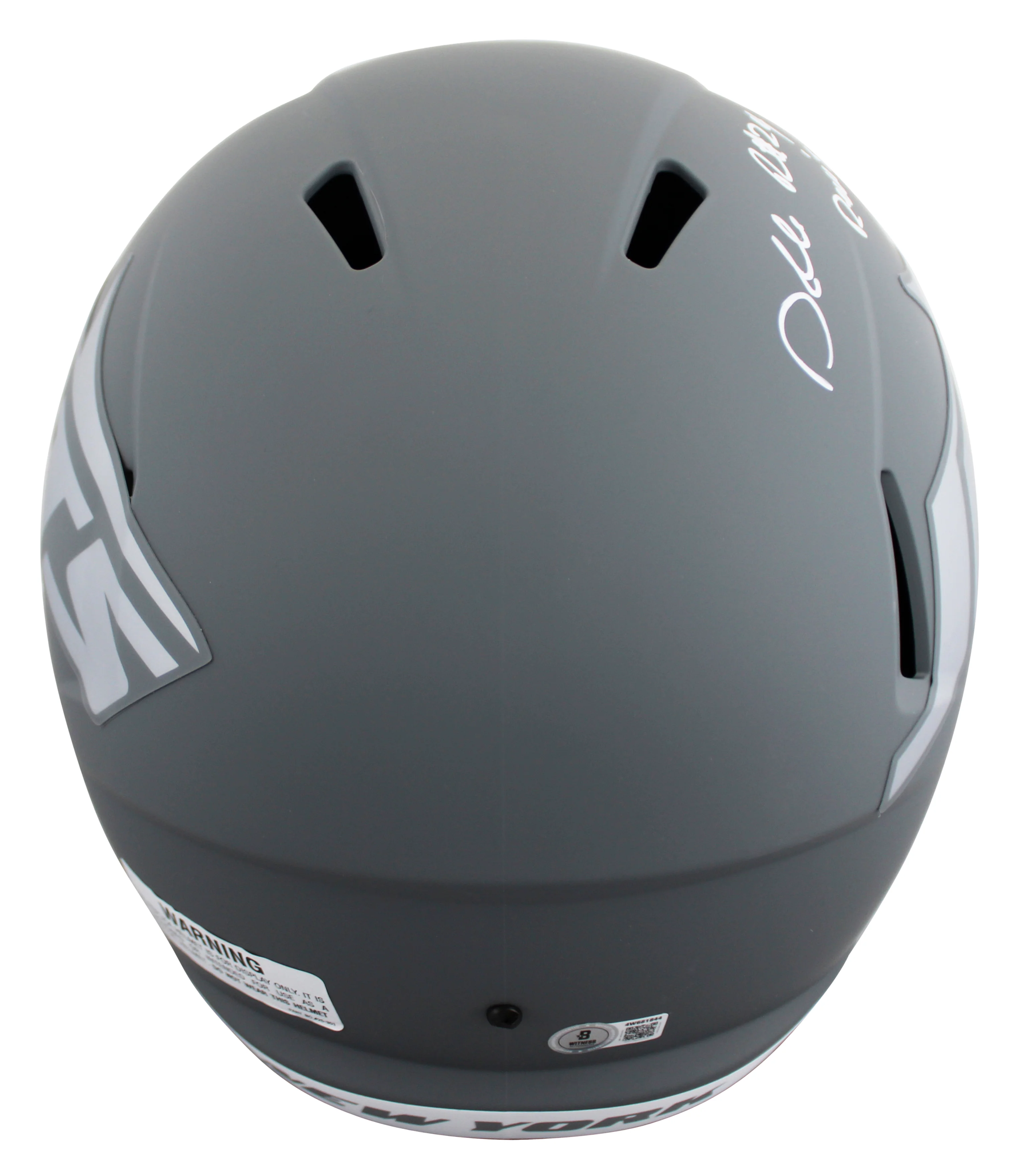 Jets Darrelle Revis "Revis Island" Signed Slate F/S Speed Rep Helmet W/ Case BAS - Image 4