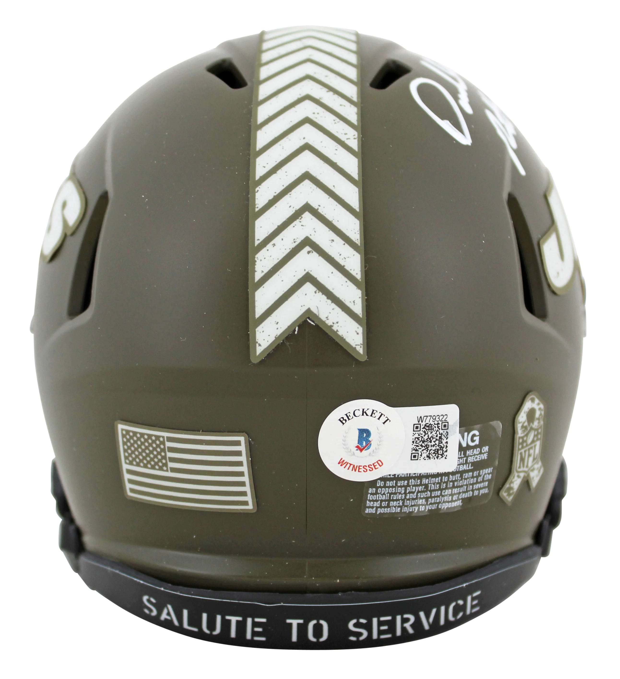 Jets Darrelle Revis Signed Salute To Service Speed Mini Helmet W/ Case BAS Wit - Image 4