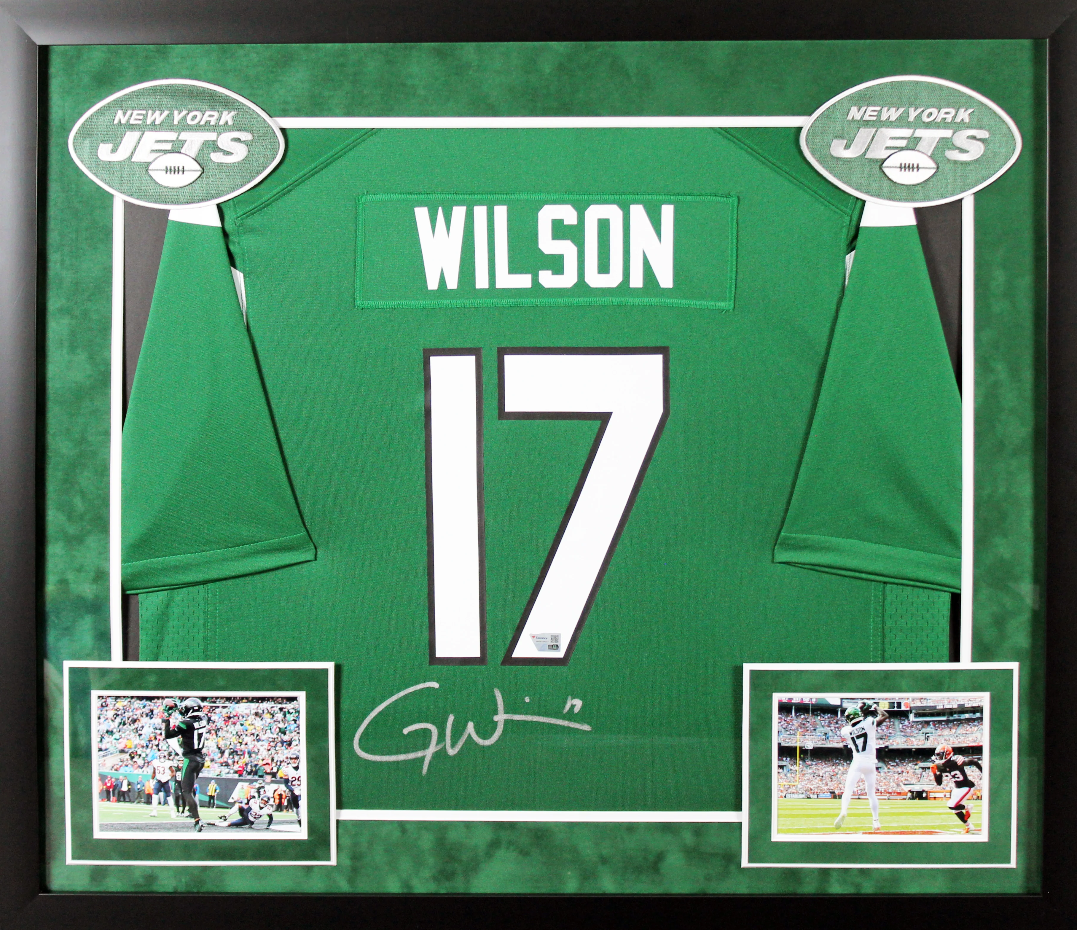 Jets Garrett Wilson Authentic Signed Green Nike Game Framed Jersey Fanatics - Image 2