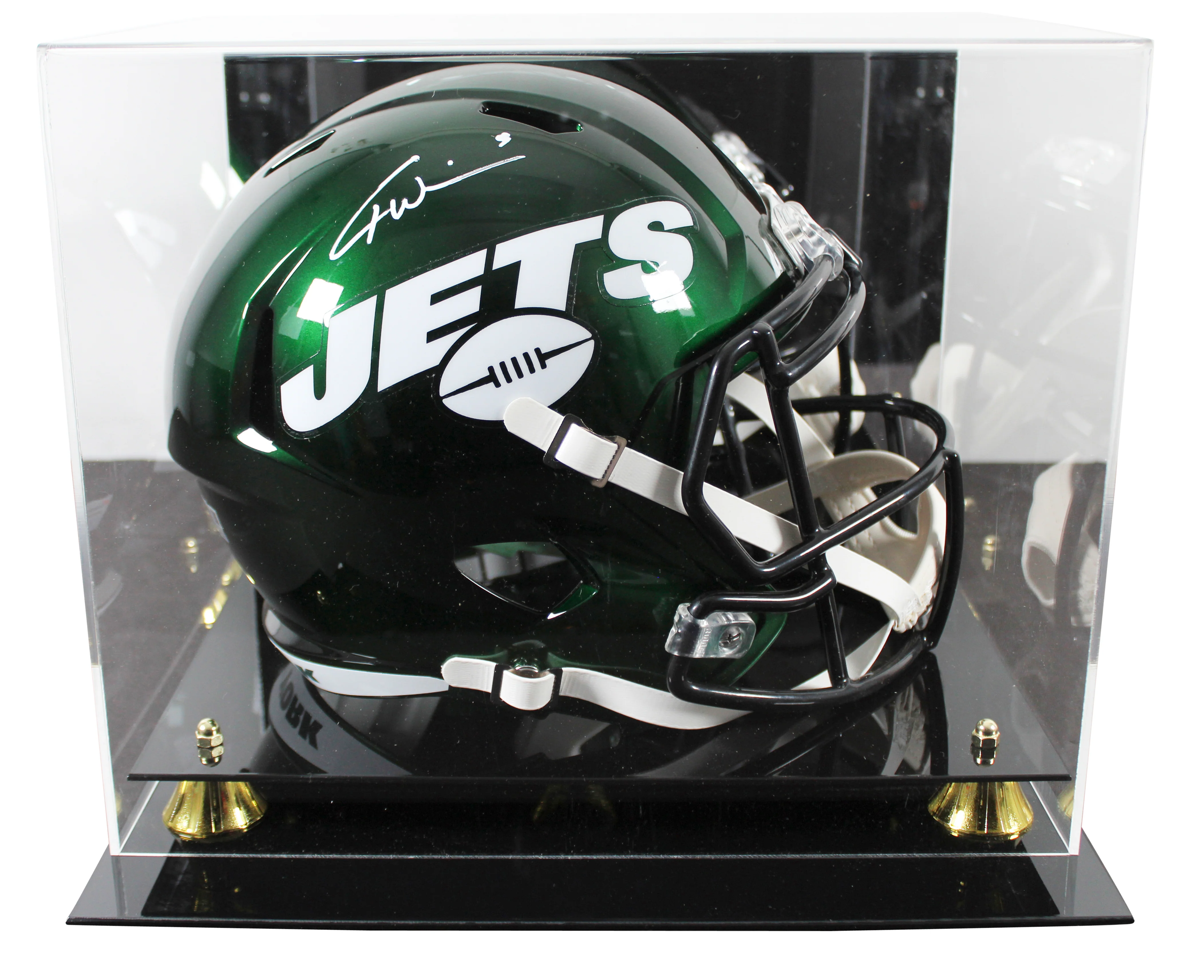 Jets Garrett Wilson Signed Full Size Speed Rep Helmet W/ Case Fanatics - Image 2