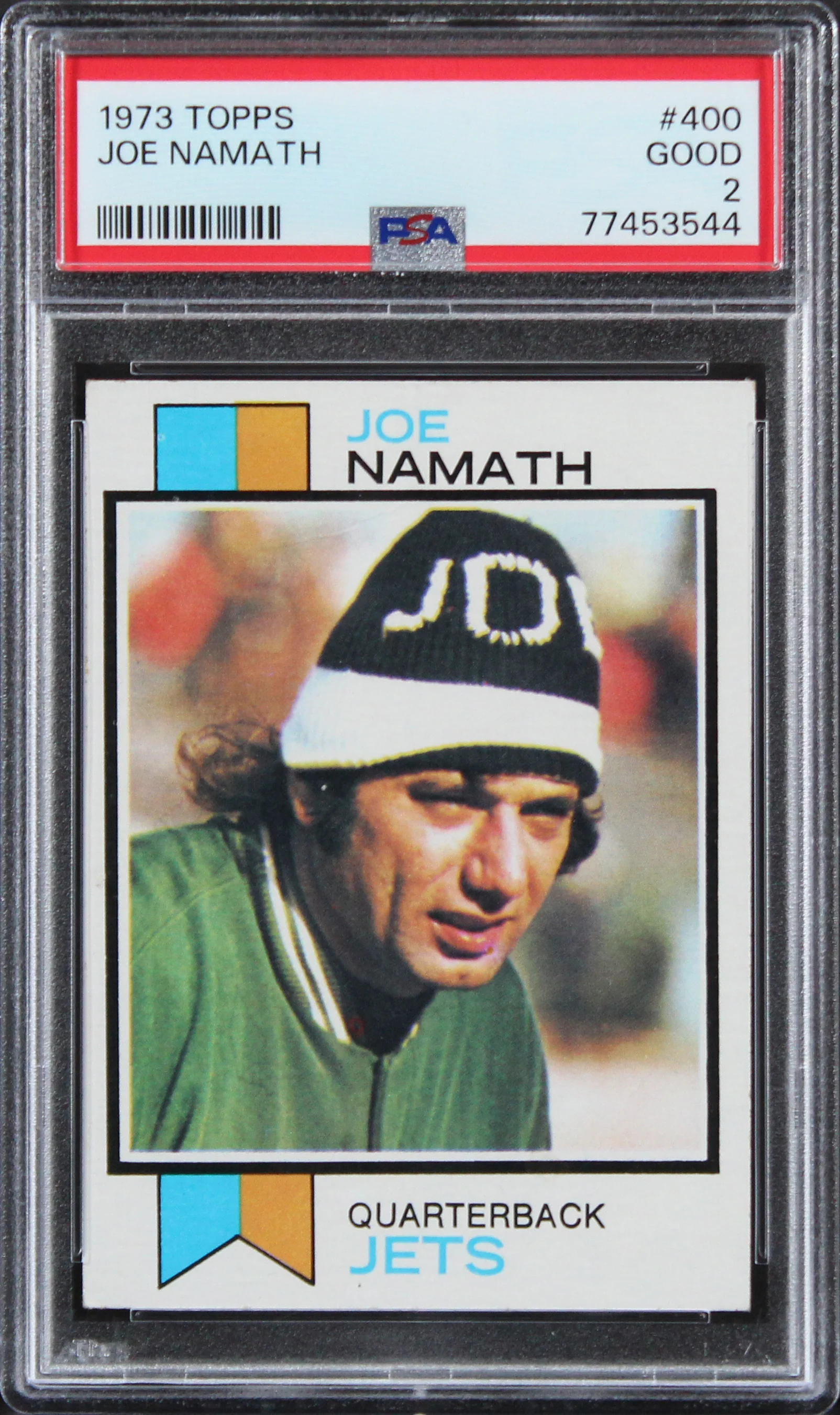Jets Joe Namath 1973 Topps #400 Card Graded Good-2 PSA Slabbed - Image 2