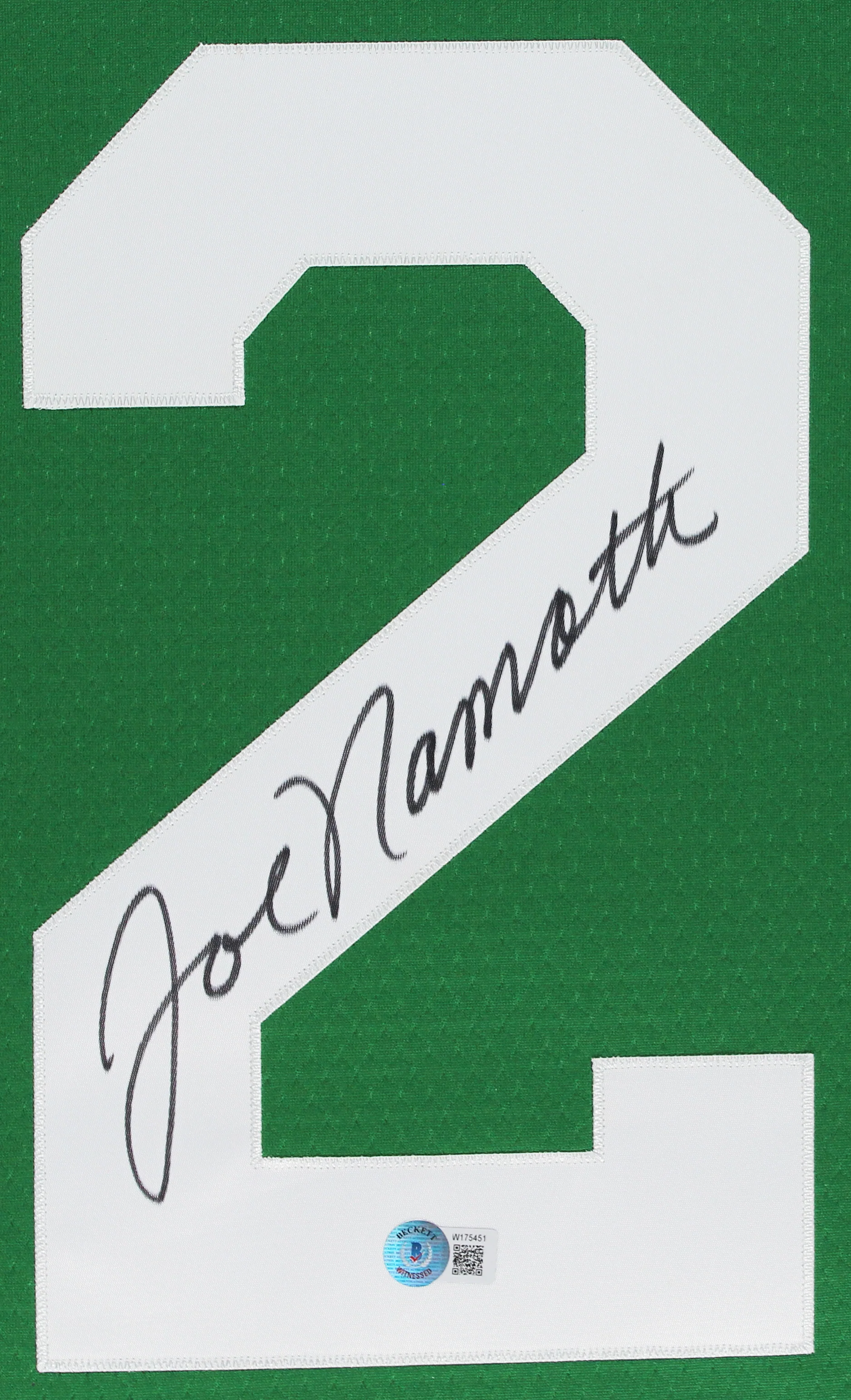 Jets Joe Namath Authentic Signed Green M&N Framed Jersey BAS Witnessed - Image 3