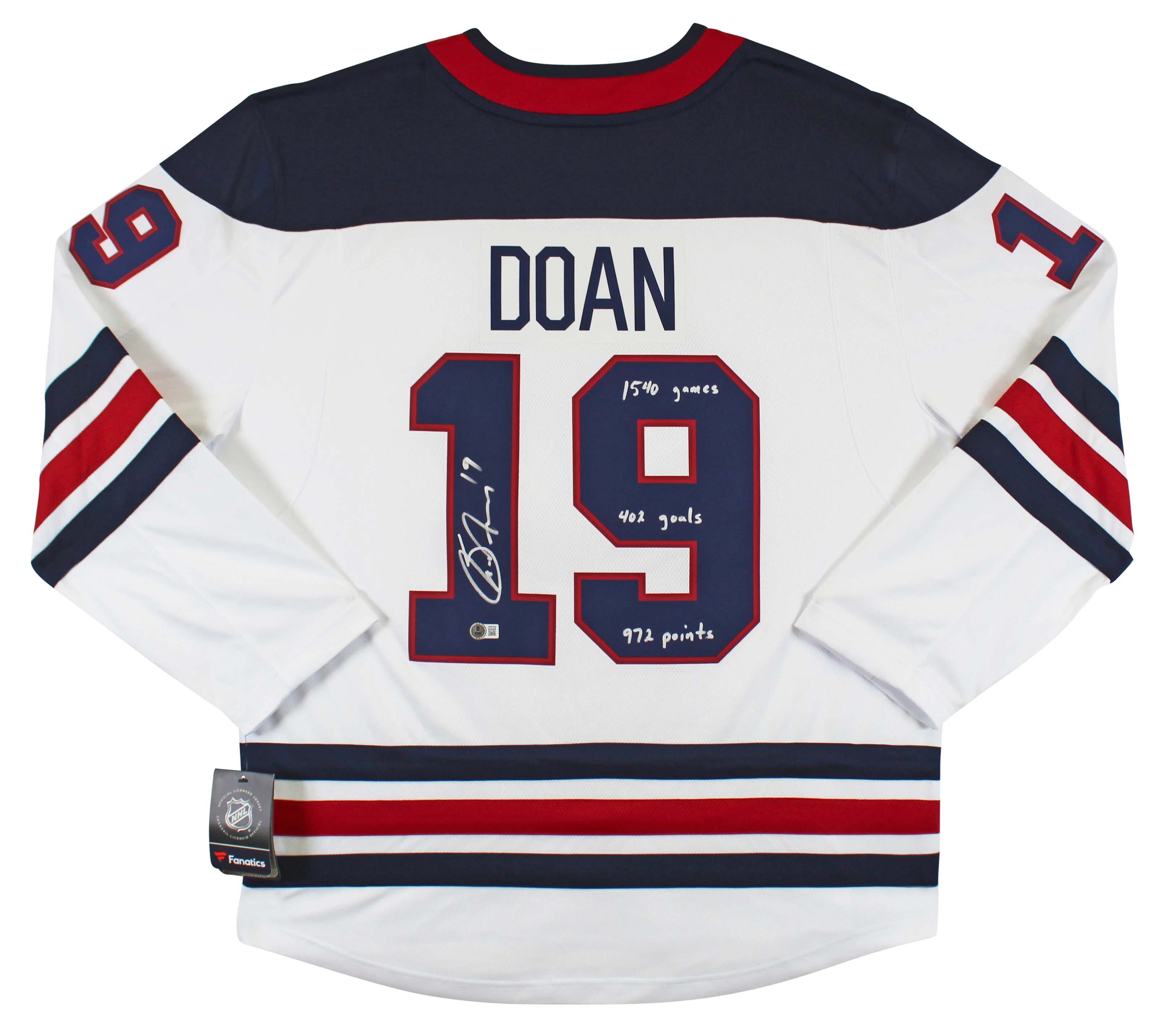 Jets Shane Doan "3x Inscribed" Signed White Fanatics Breakaway Jersey BAS Wit - Image 2