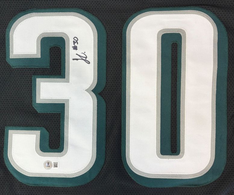 Jihaad Campbell Philadelphia Signed Black Football Jersey BAS - Image 2
