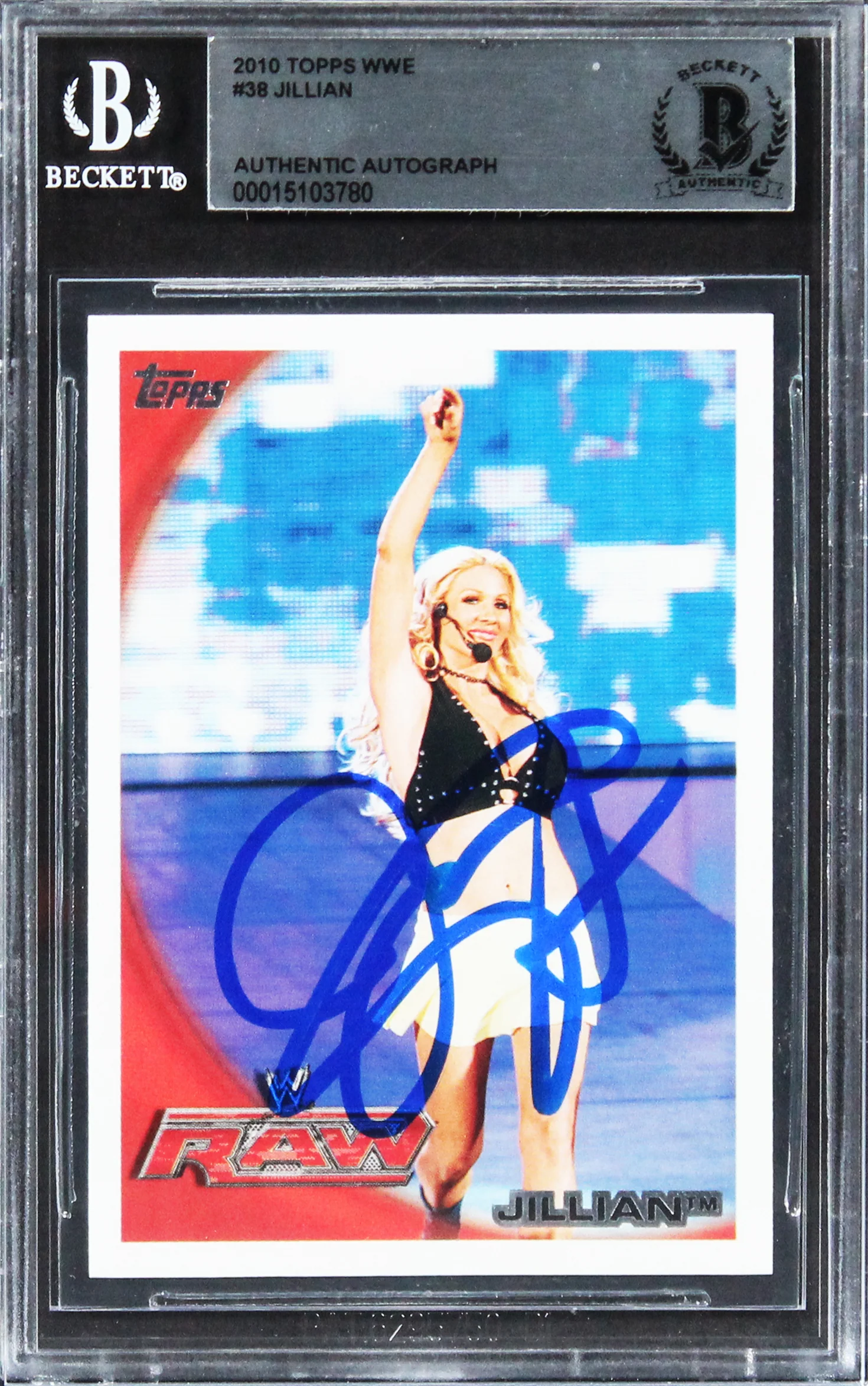 Jillian Hall Authentic Signed 2010 Topps WWE #38 Card BAS Slabbed - Image 2