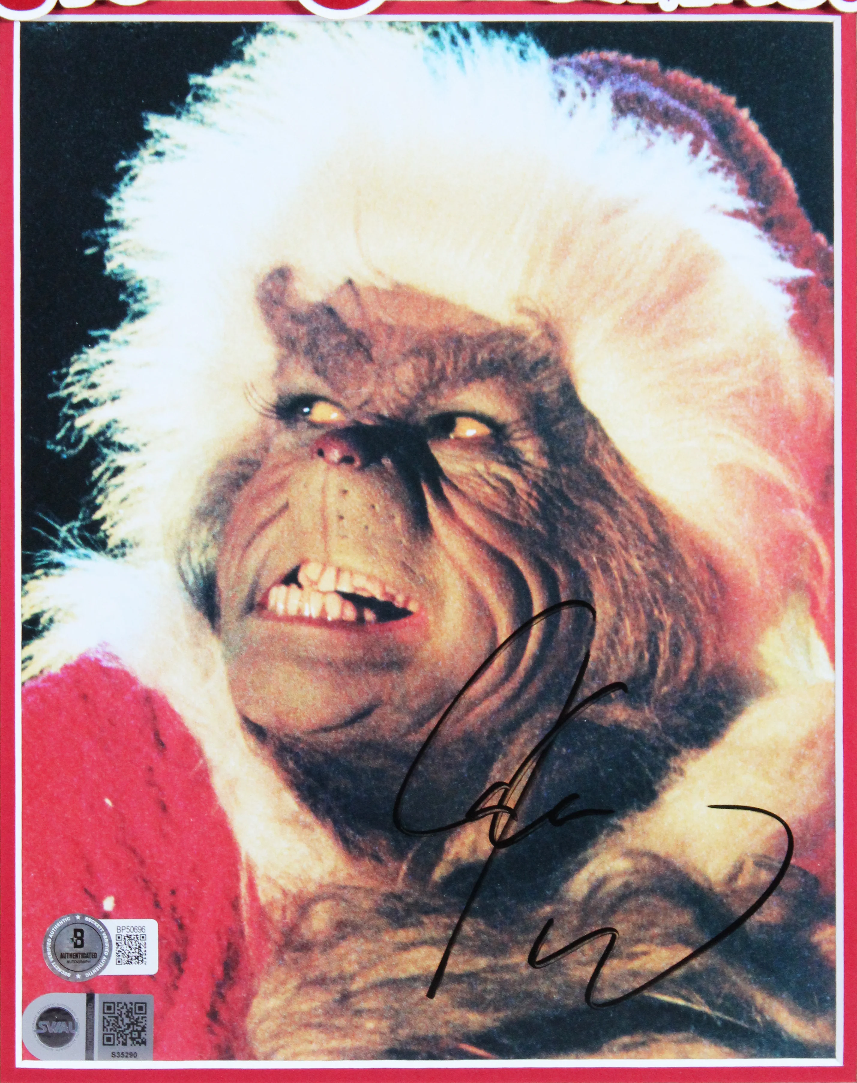 Jim Carrey How the Grinch Stole Christmas Signed 8x10 Framed Photo BAS #BP50696 - Image 3