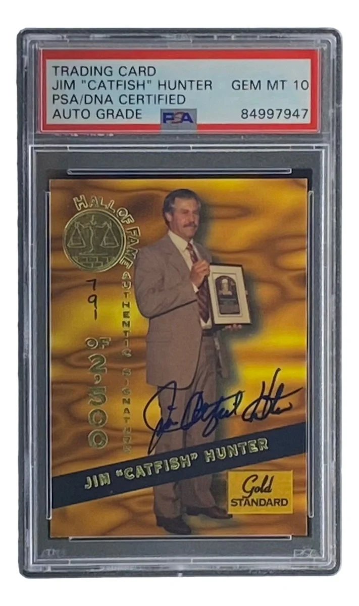 Jim Catfish Hunter Signed 1994 Sig Rookies #HOF15 Trading Card PSA/DNA Gem MT 10 - Image 4