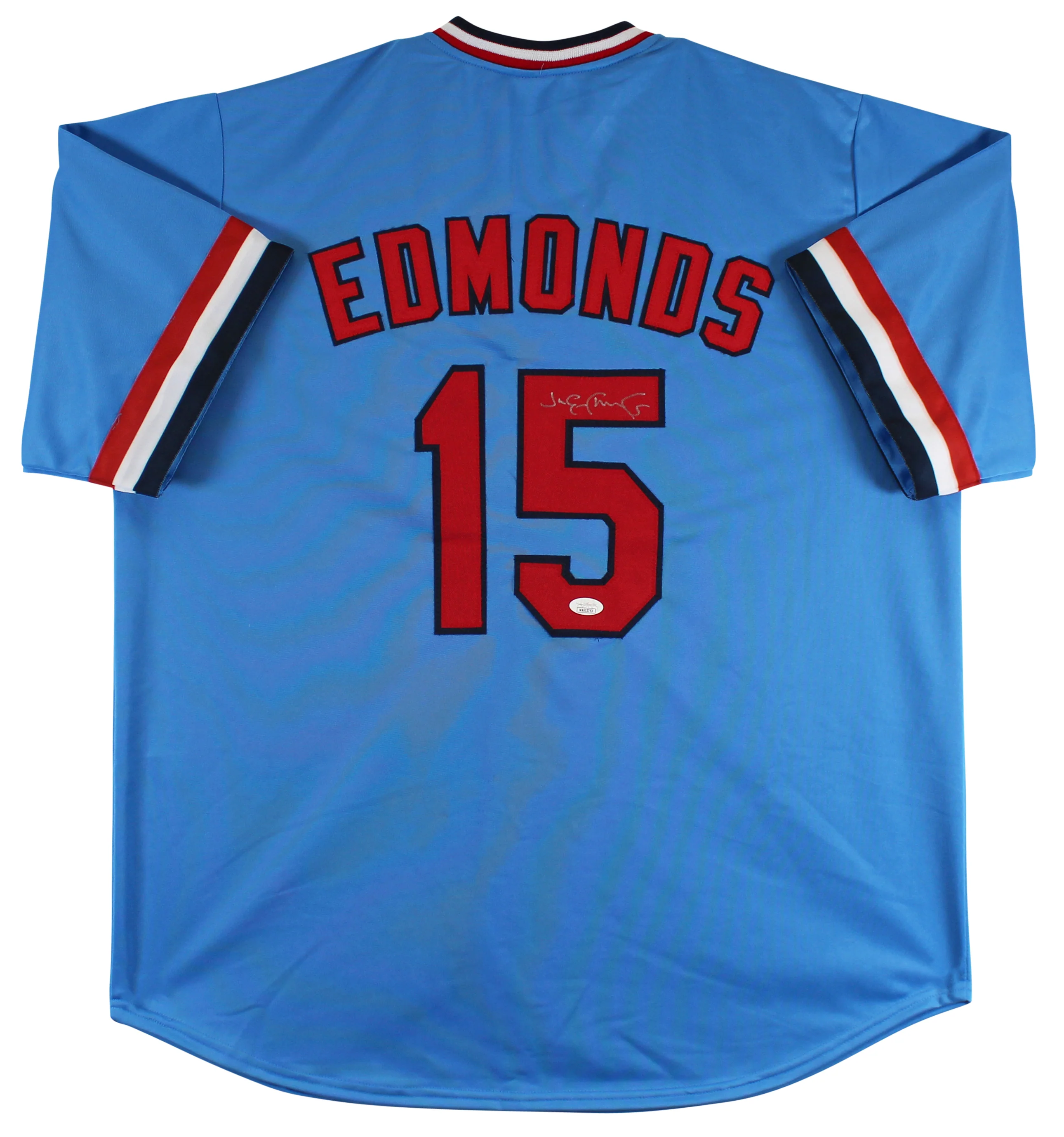 Jim Edmonds Authentic Signed Blue Pro Style Jersey Autographed JSA Witness - Image 2