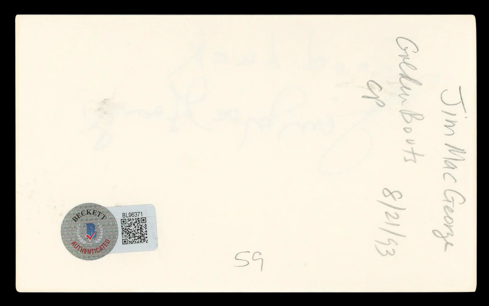 Jim MacArthur Hawaii Five-O "Good Luck" Signed 3x5 Index Card BAS #BL96371 - Image 3
