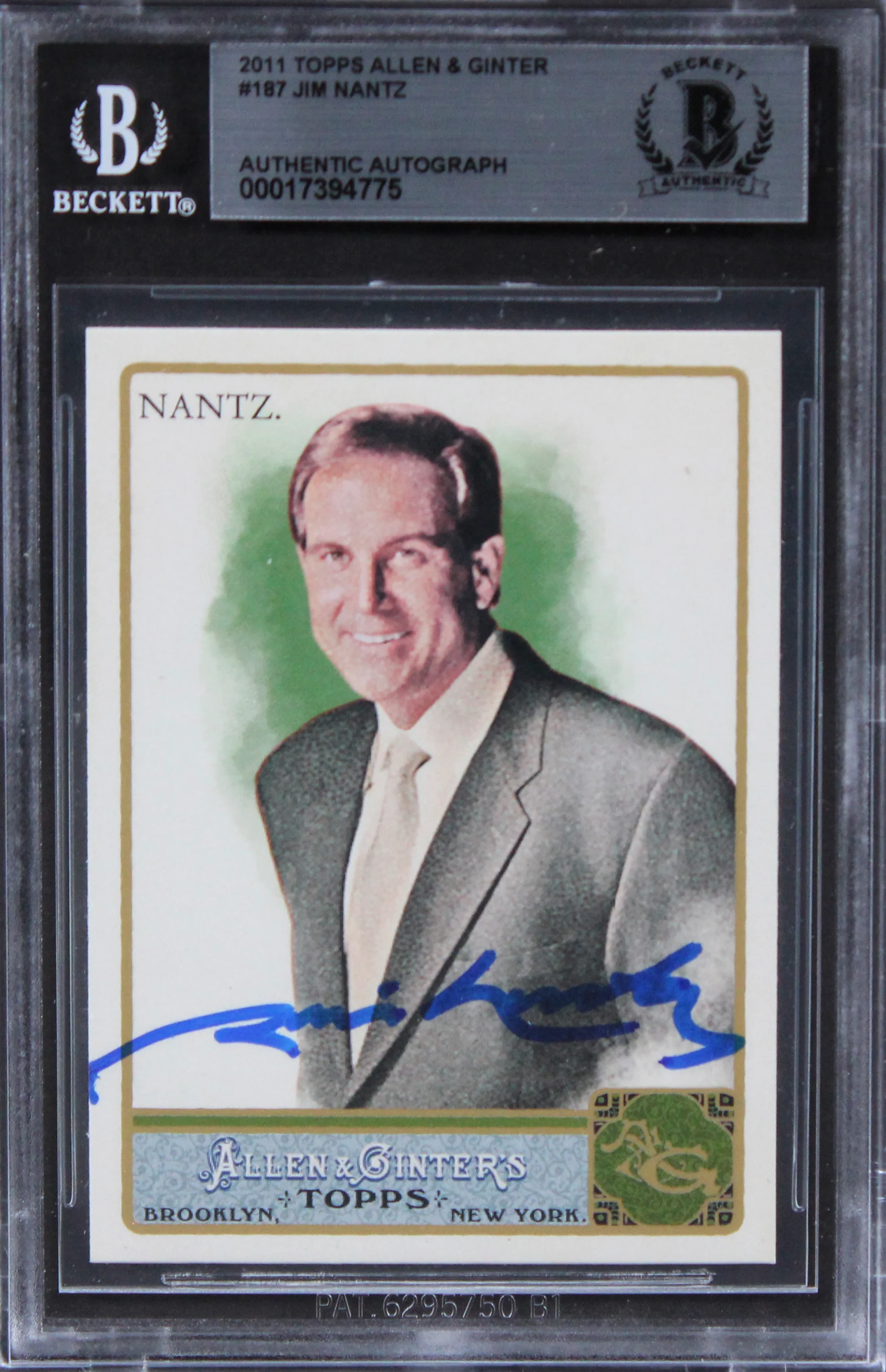 Jim Nantz Authentic Signed 2011 Topps Allen & Ginter #187 Card BAS Slabbed - Image 2