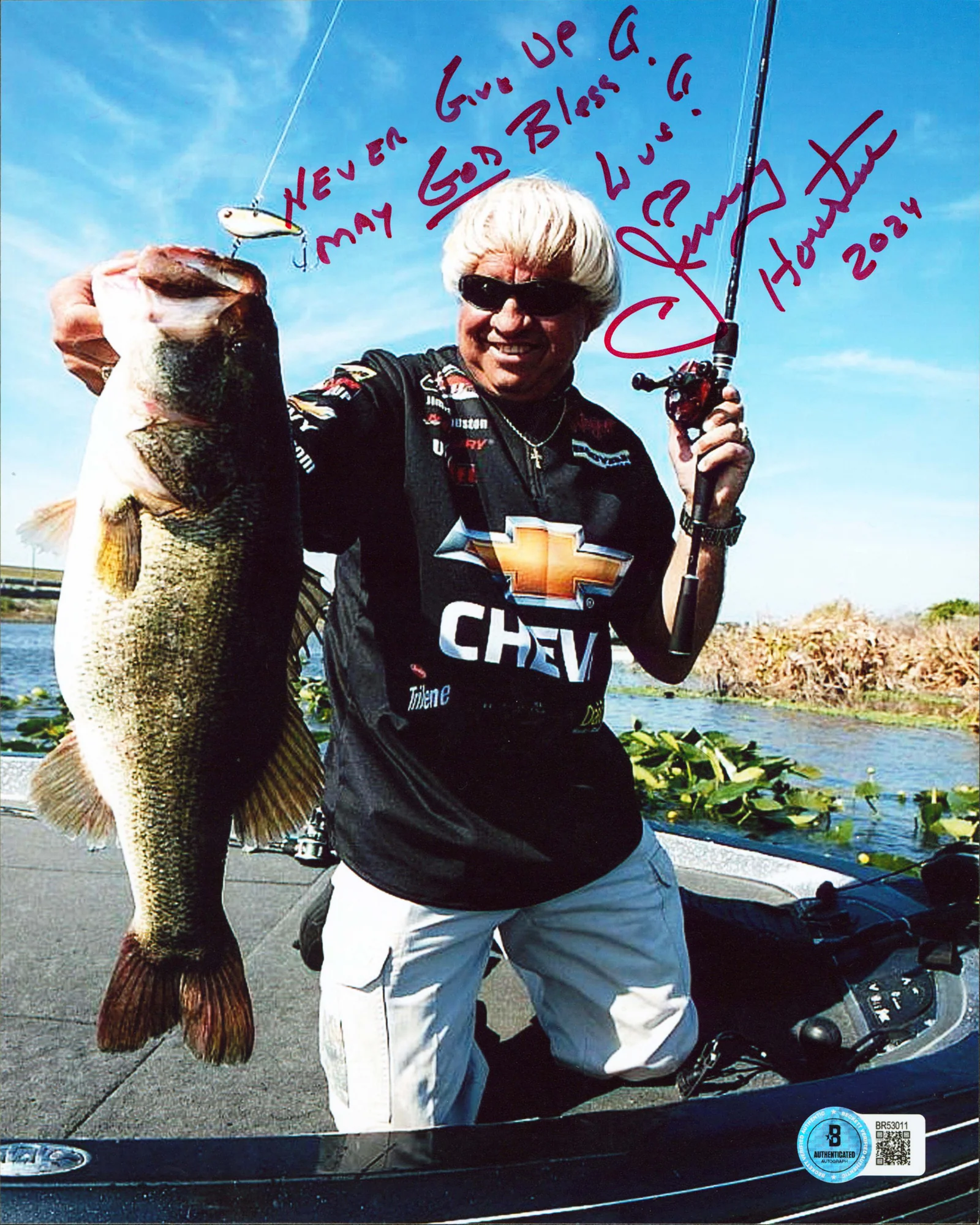Jimmy Houston "3x Insc" Authentic Signed 8x10 Vertical Photo BAS #BR53011 - Image 2