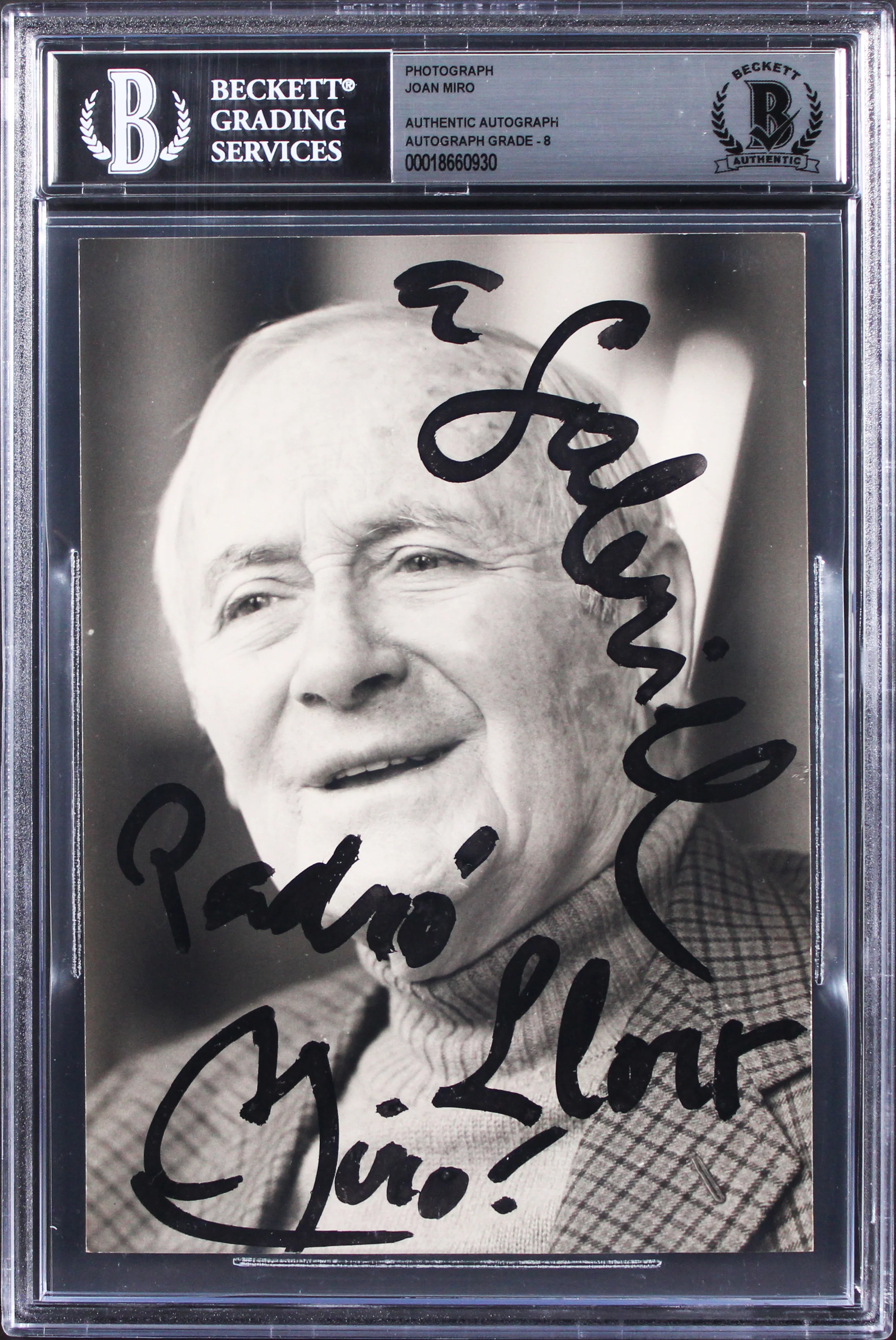 Joan Miro Authentic Signed 5x7 Black & White Photo Auto Graded NM-MT 8 BAS Slab - Image 2