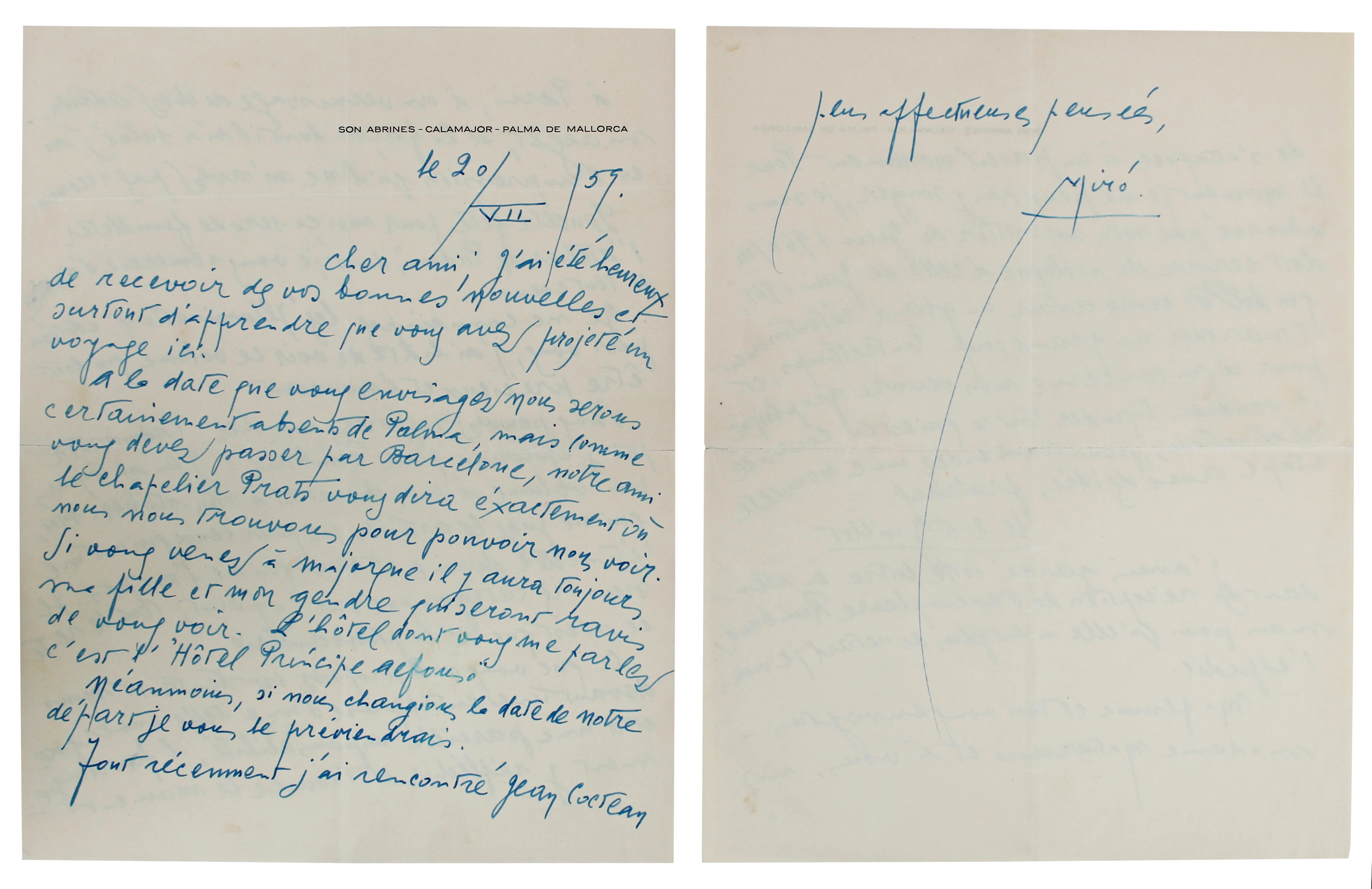 Joan Miro Authentic Signed 8.5x11 1959 4 Page Handwritten Letter BAS #AC26717 - Image 2