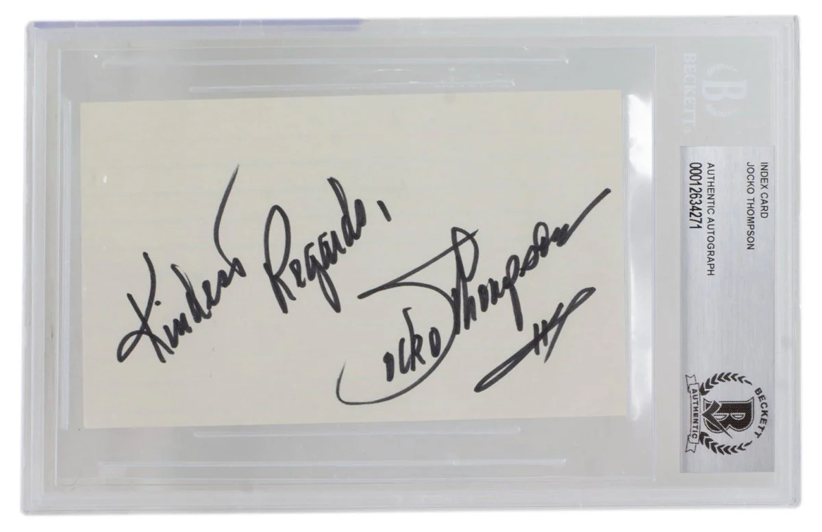 Jocko Thompson Signed Slabbed Philadelphia Phillies Index Card BAS - Image 2