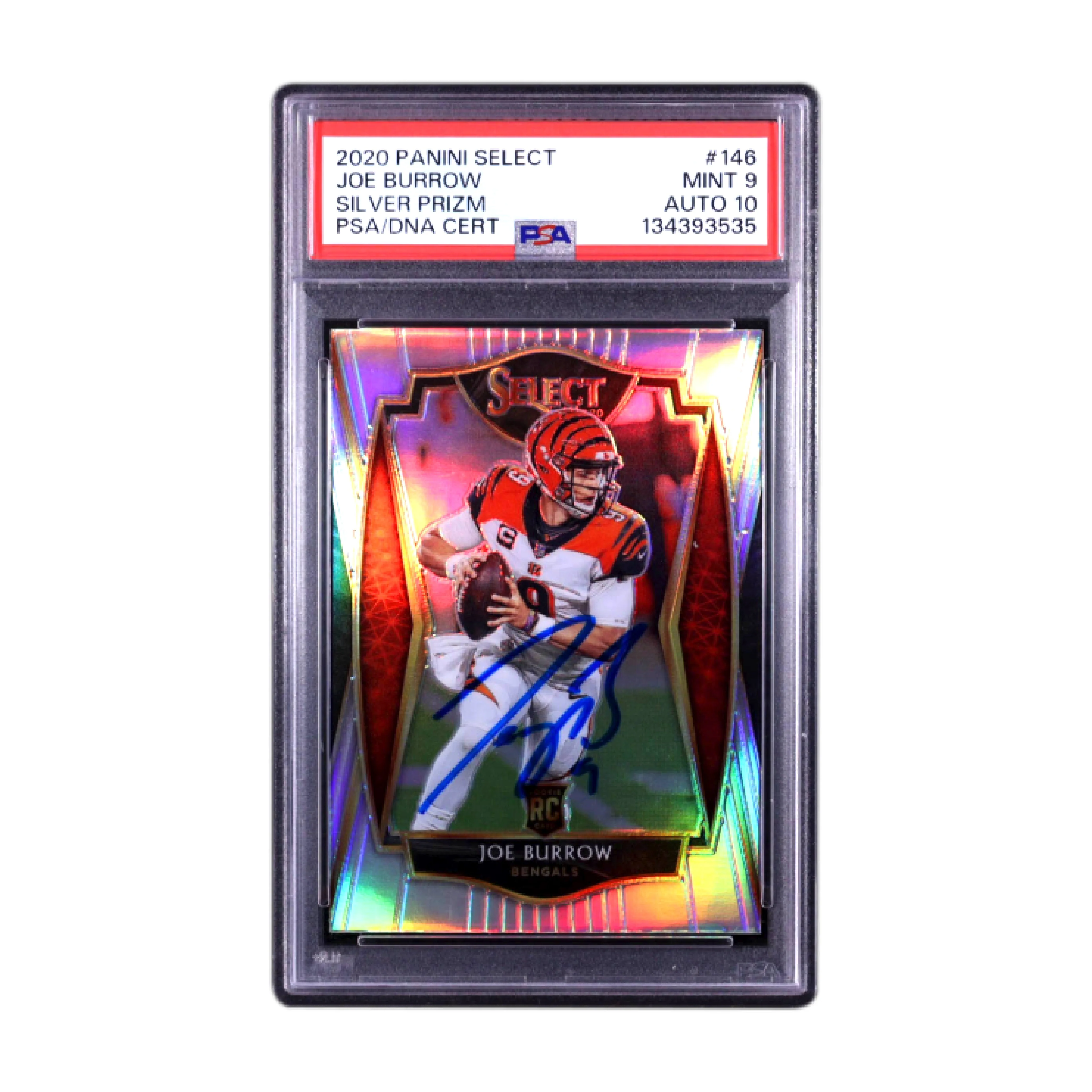 Joe Burrow Signed 2020 Panini Select Silver Prizm #146 RC PSA 9 Auto 10