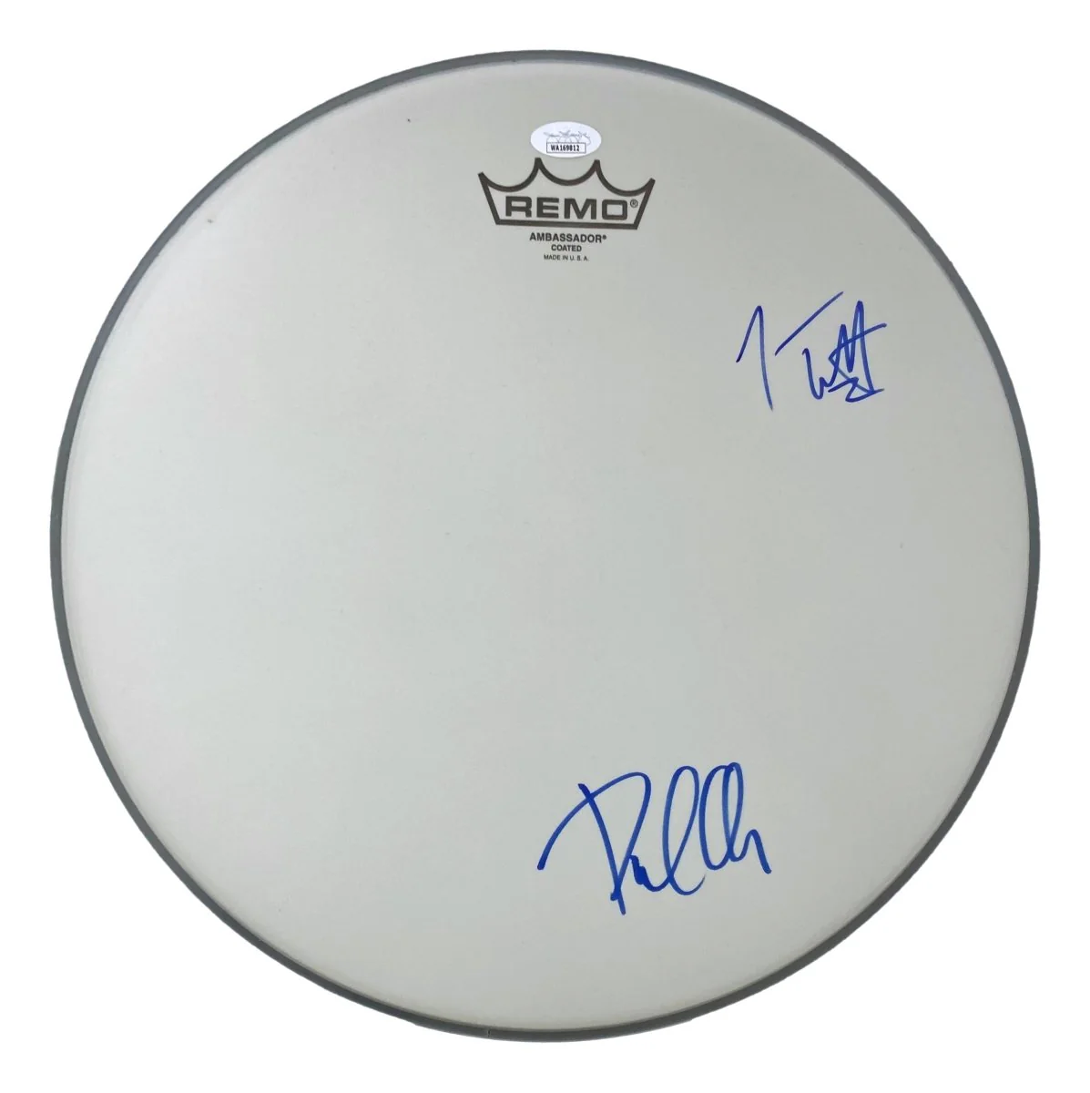Joe Elliott Phil Collen Def Leppard Signed 15" Flt Gray Remo Drum Head JSA Holo - Image 4