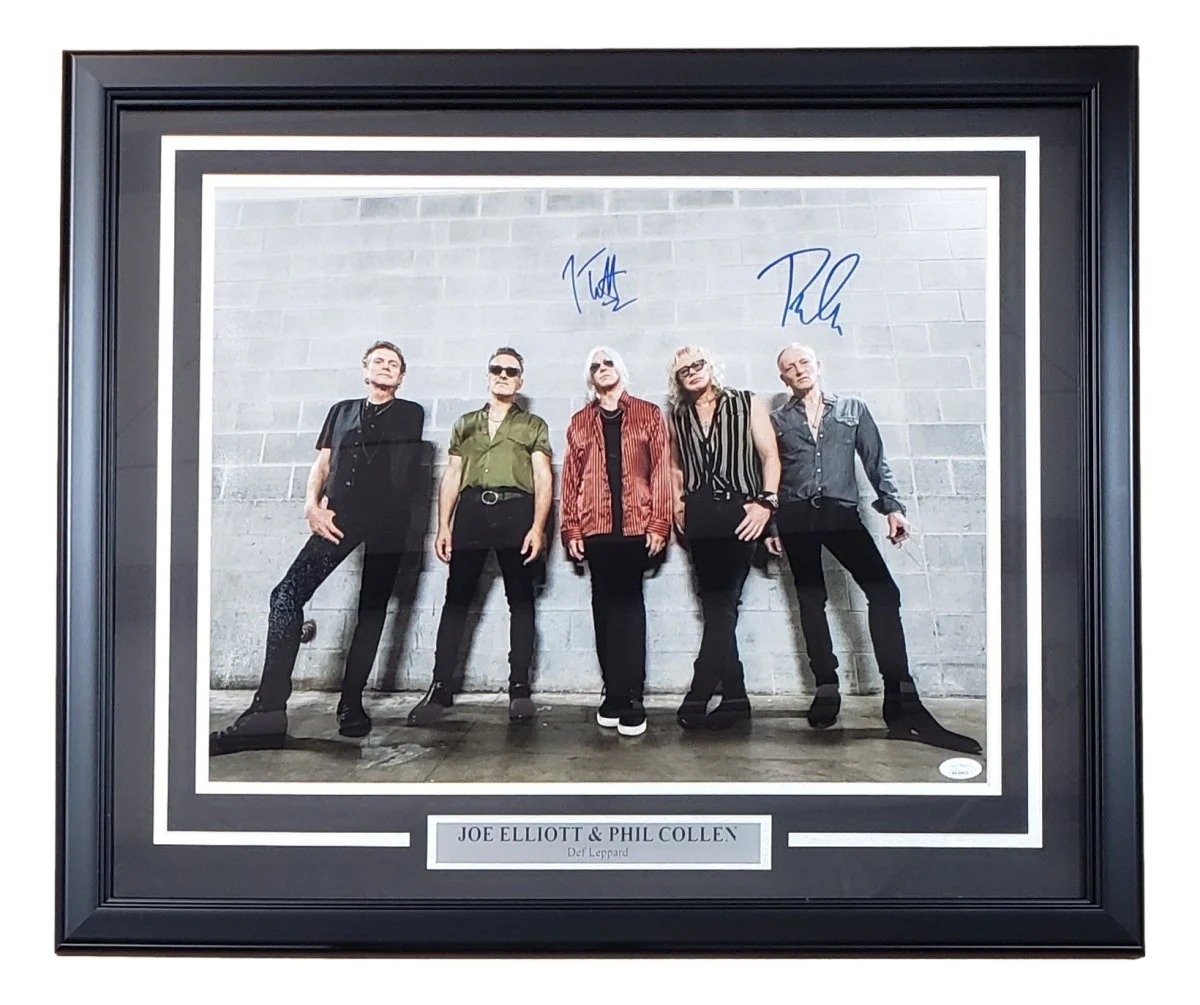 Joe Elliott Phil Collen Signed Framed 16x20 Def Leppard Photo JSA ITP