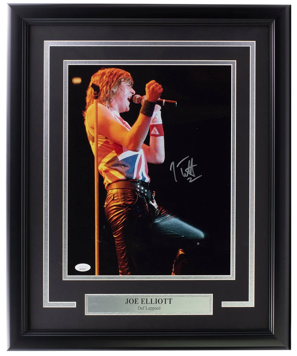 Joe Elliott Signed Framed 11x14 Def Leppard Performance Photo JSA ITP