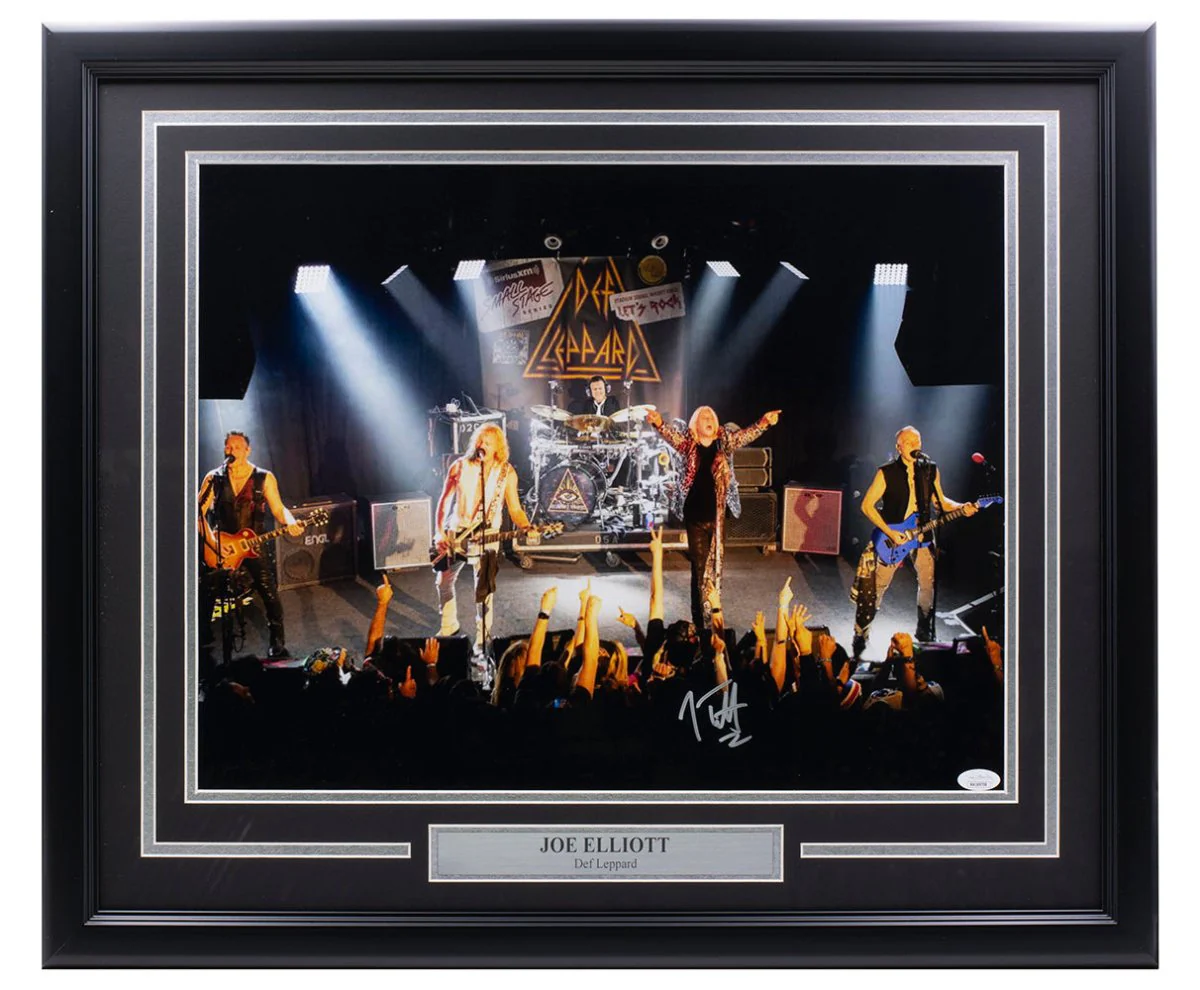 Joe Elliott Signed Framed 16x20 Def Leppard Performance Photo JSA ITP