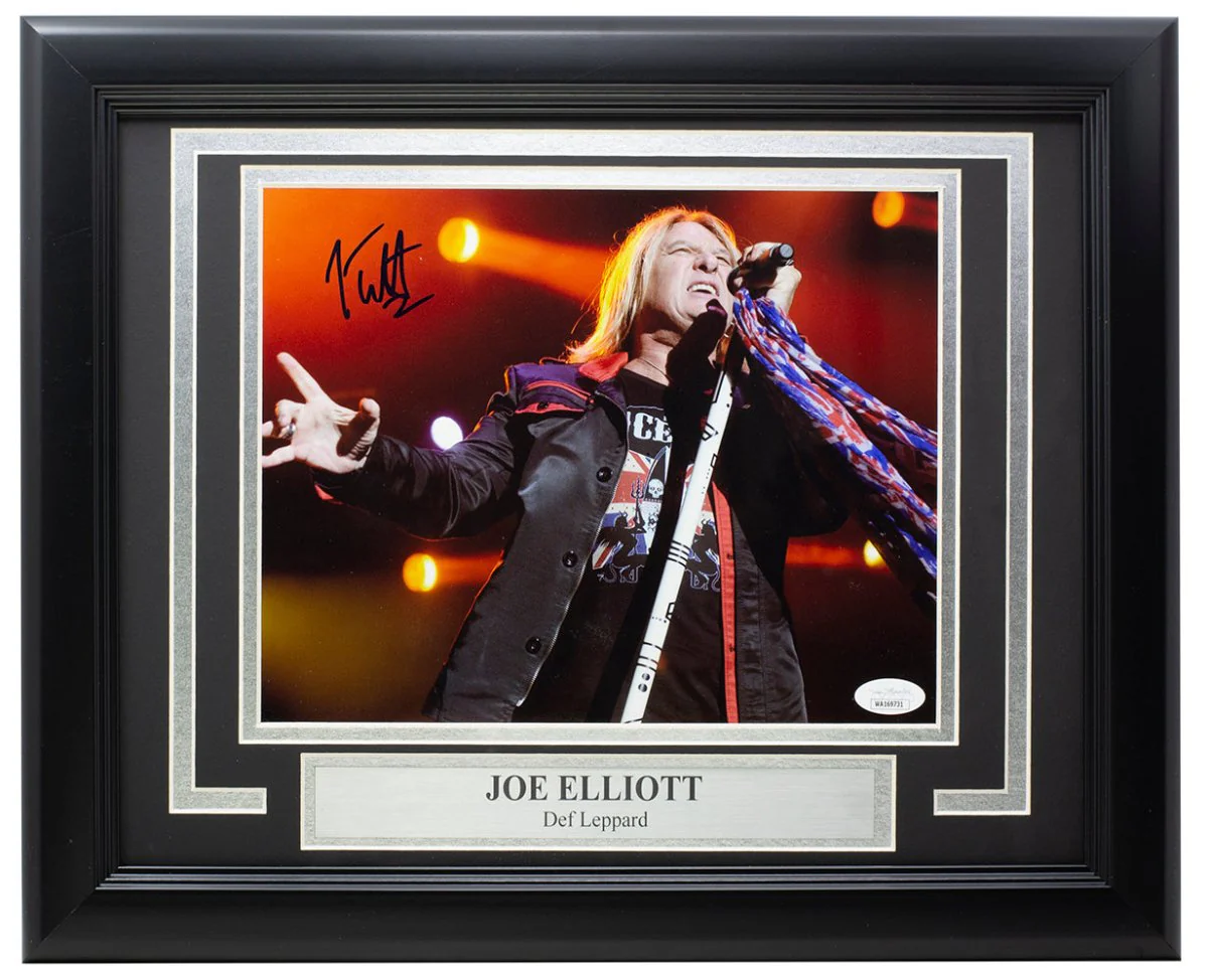 Joe Elliott Signed Framed 8x10 Def Leppard Photo JSA ITP