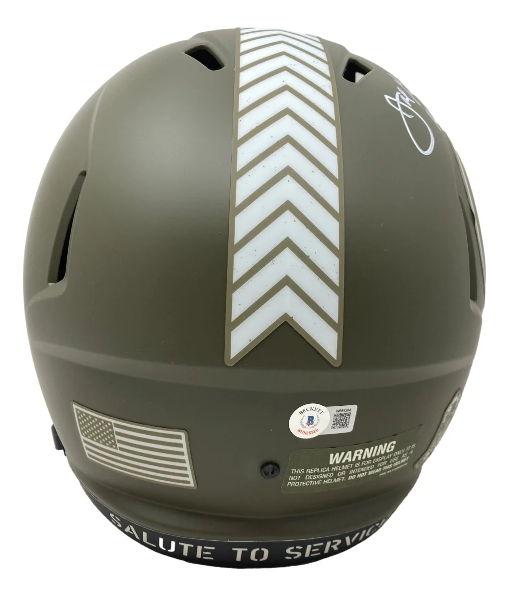 Joe Greene Signed Steelers FS Salute To Service Speed Replica Helmet HOF 87 BAS - Image 2