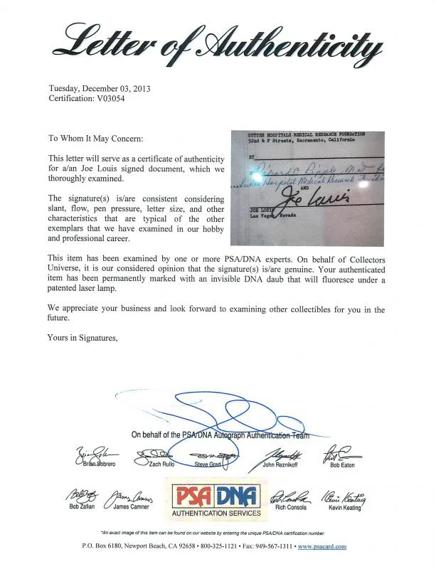 Joe Louis Authentic Signed 8.5X11 1977 5 Page Hospital Document PSA/DNA #V03054 - Image 2
